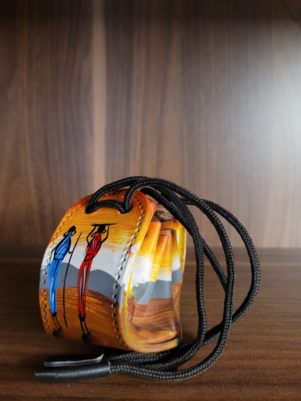 Leather hand painted coin purse