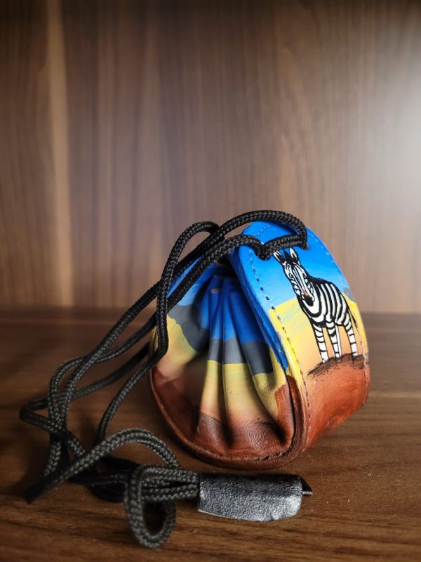Leather hand painted coin purse