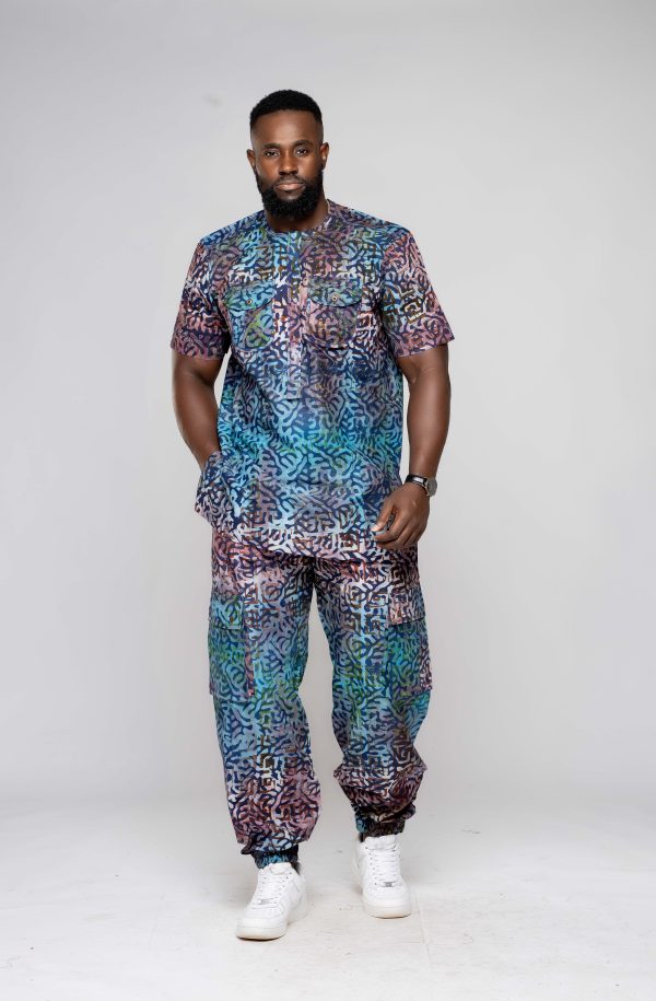 African Batik Men Suit - Top & Cargo Pants