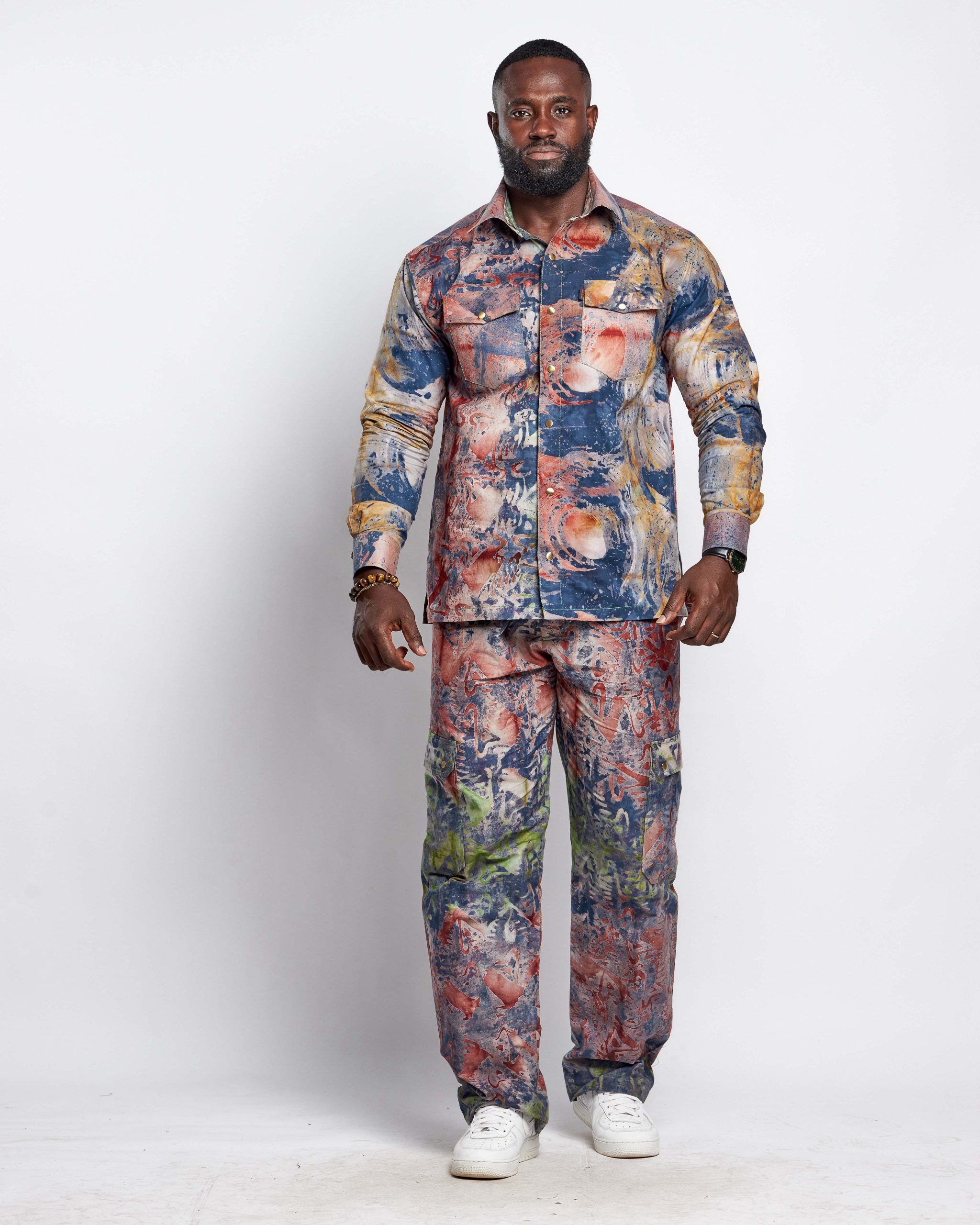 African Batik Men Suit - Top & Cargo Pants