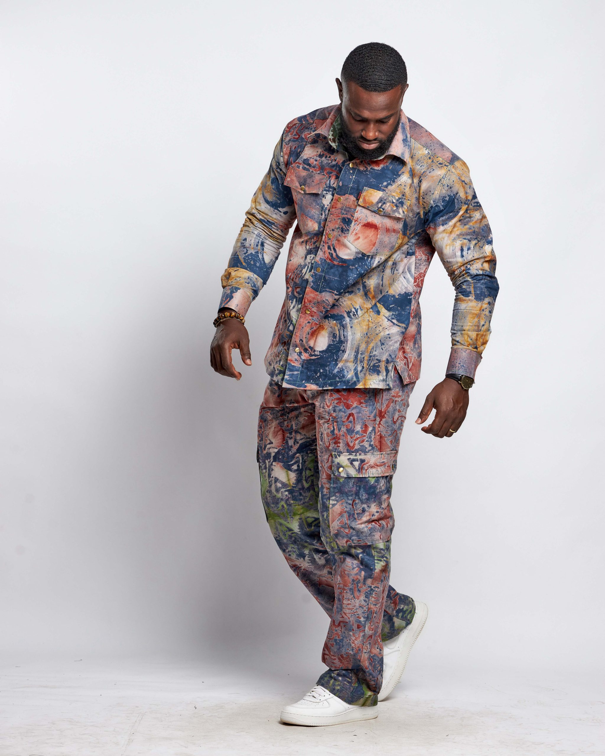 African Batik Men Suit - Top & Cargo Pants