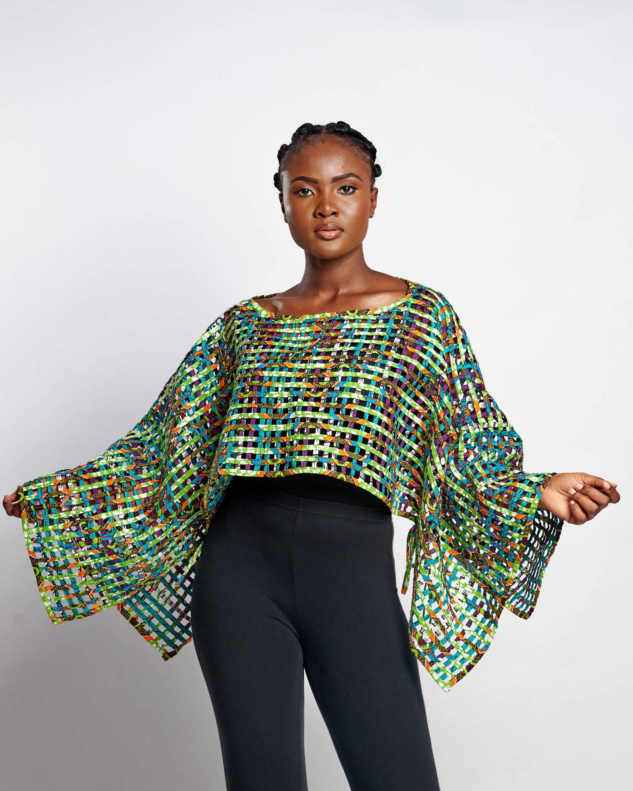 African Clothing for Women. Ankara Women's Mesh Top. Retail and Wholesale, Made in Africa