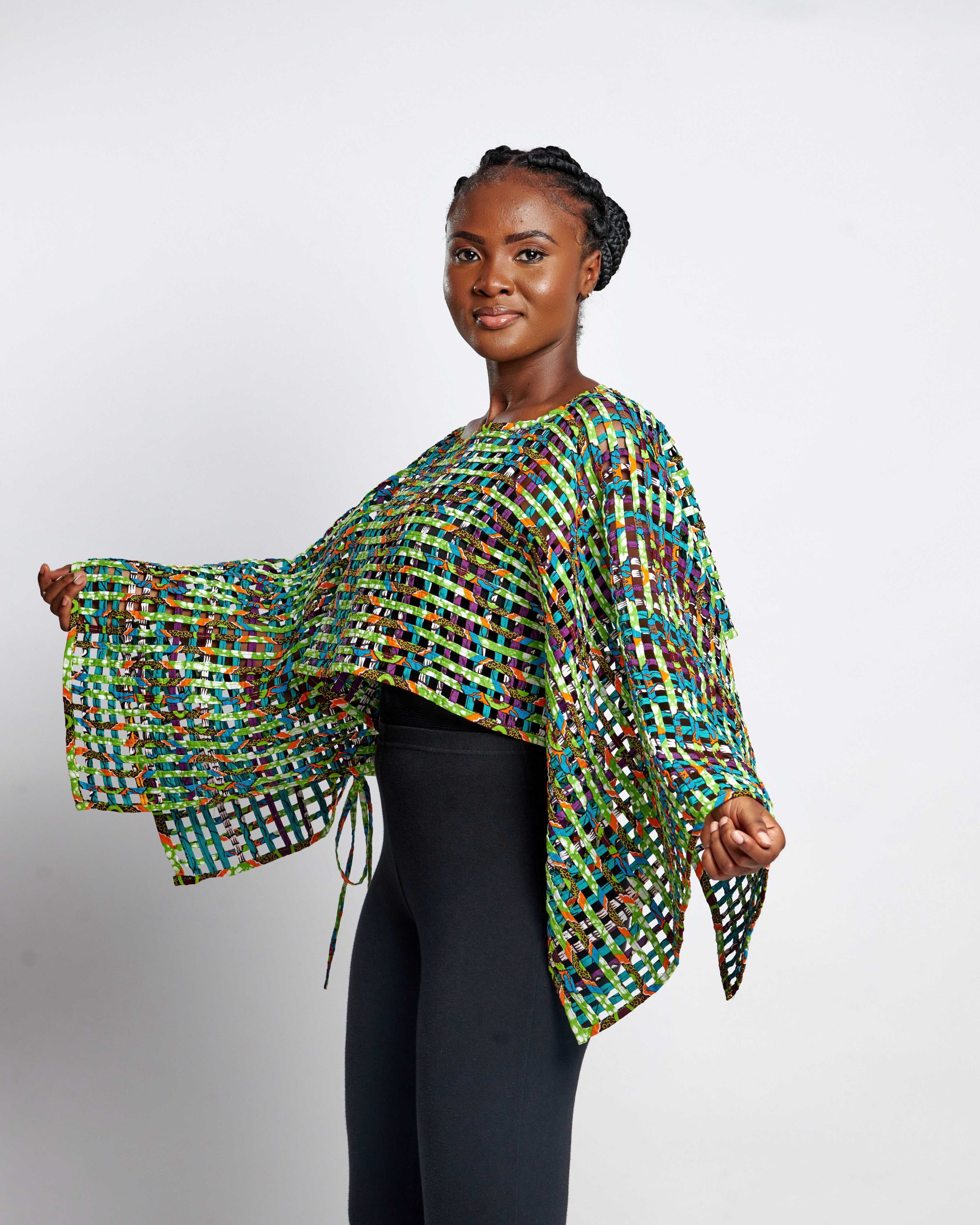 African Clothing for Women. Ankara Women's Mesh Top. Retail and Wholesale, Made in Africa