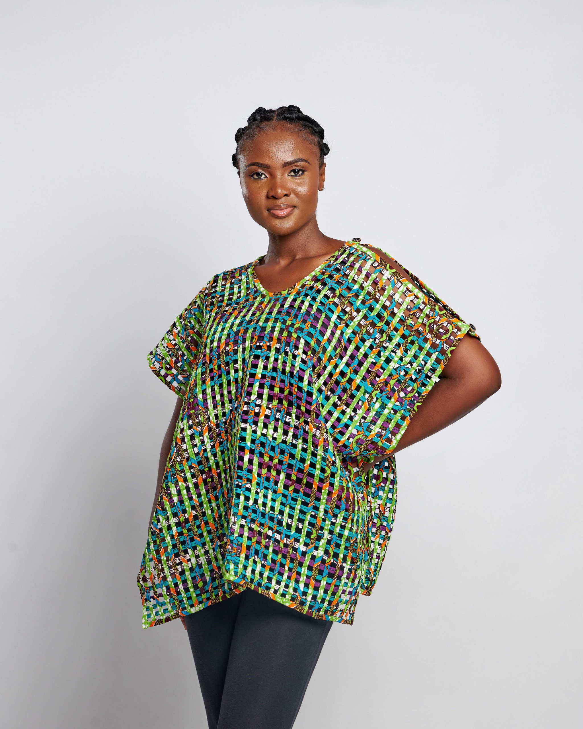 African Clothing for Women. Ankara Women's Mesh Top. Retail and Wholesale, Made in Africa