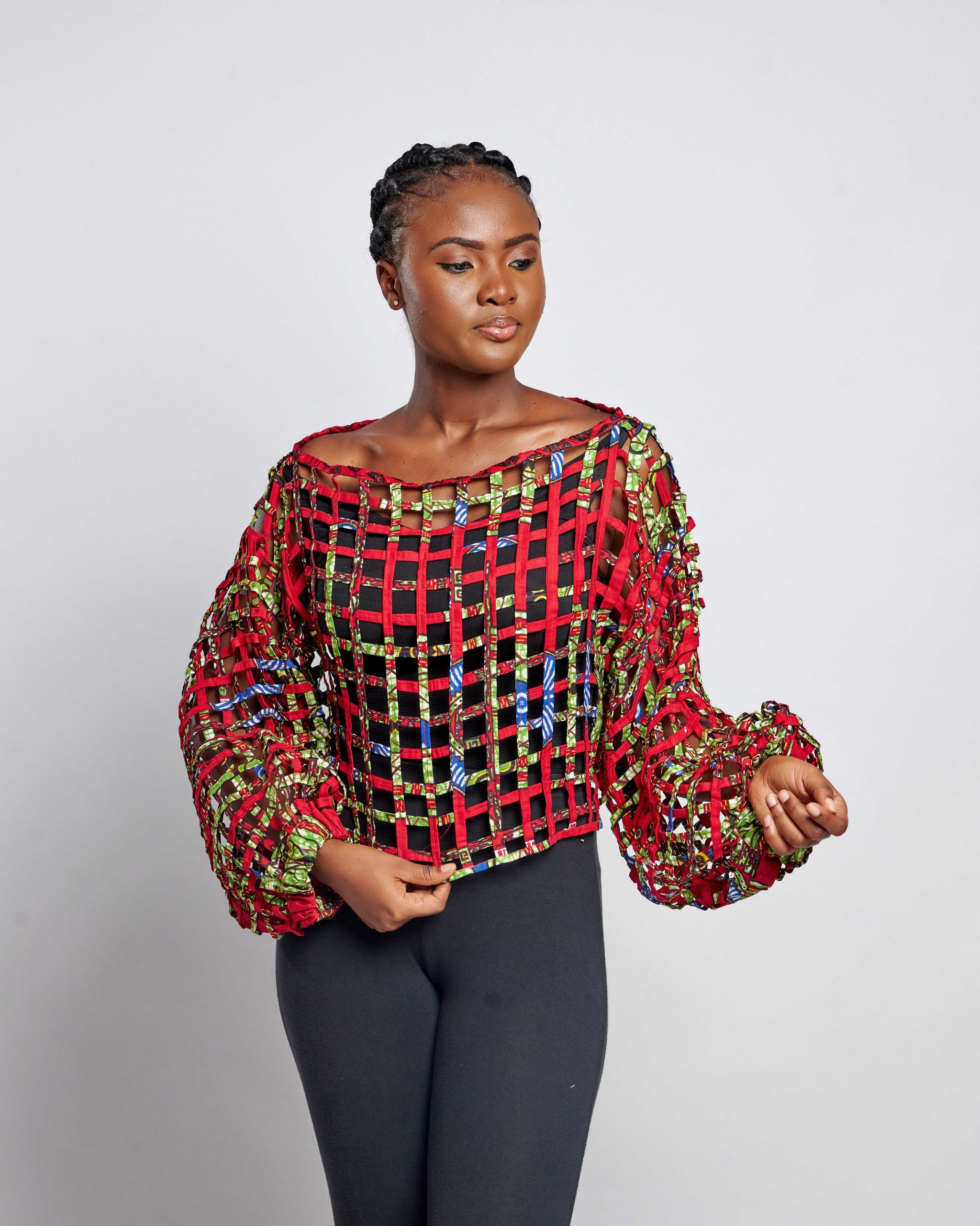 African Clothing for Women. Ankara Women's Mesh Top. Retail and Wholesale, Made in Africa