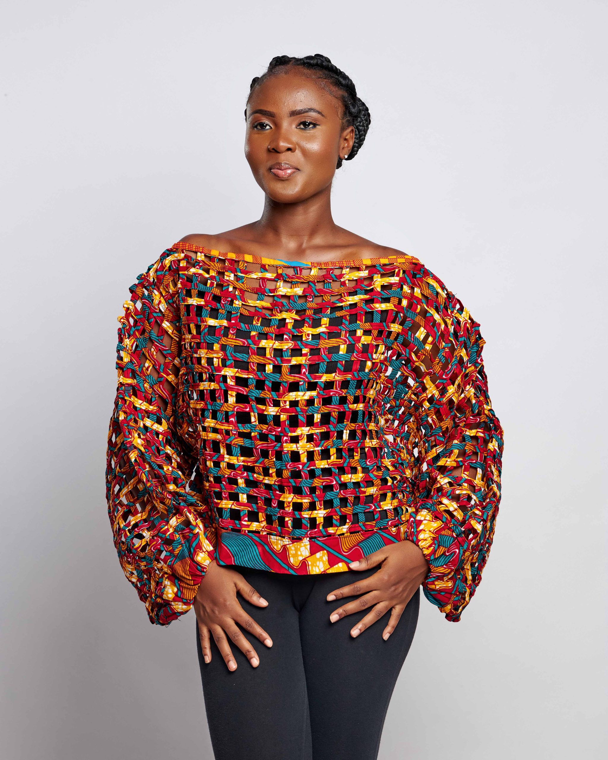 African Clothing for Women. Ankara Women's Mesh Top. Retail and Wholesale, Made in Africa