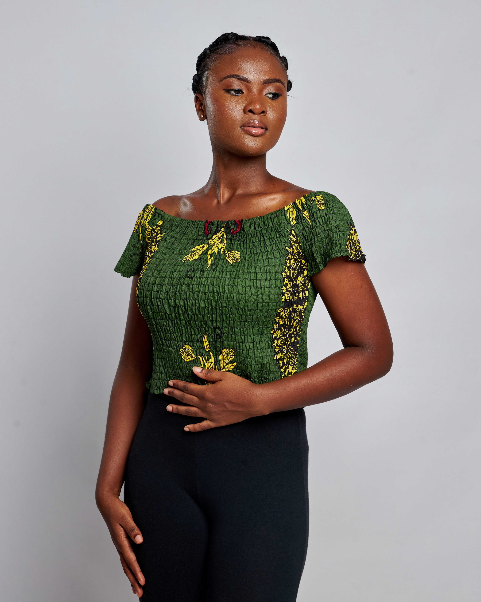 African Clothing for Women. Ankara Women's Short Sleeves Elastic Top. Retail and Wholesale, Made in Africa