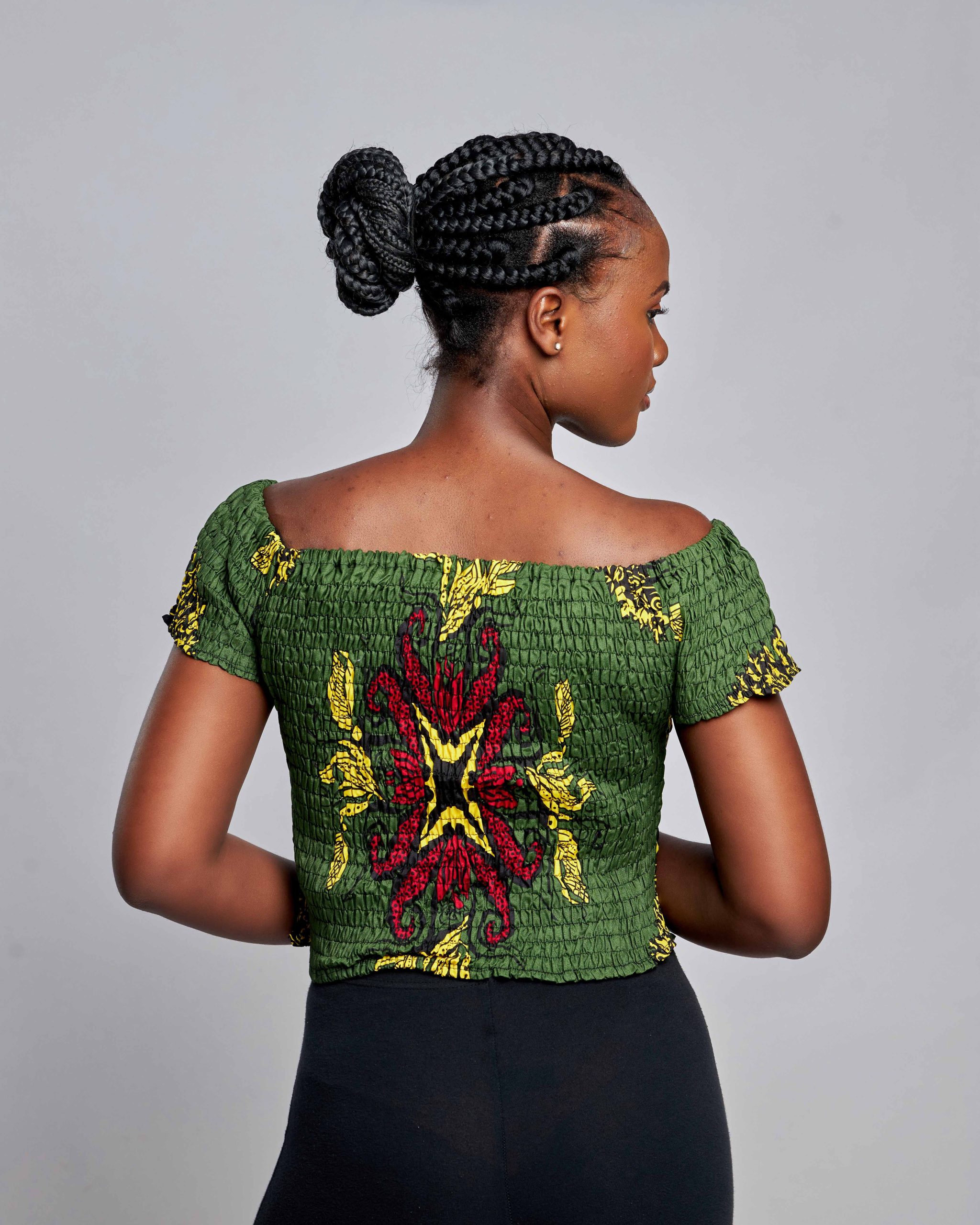 African Clothing for Women. Ankara Women's Short Sleeves Elastic Top. Retail and Wholesale, Made in Africa