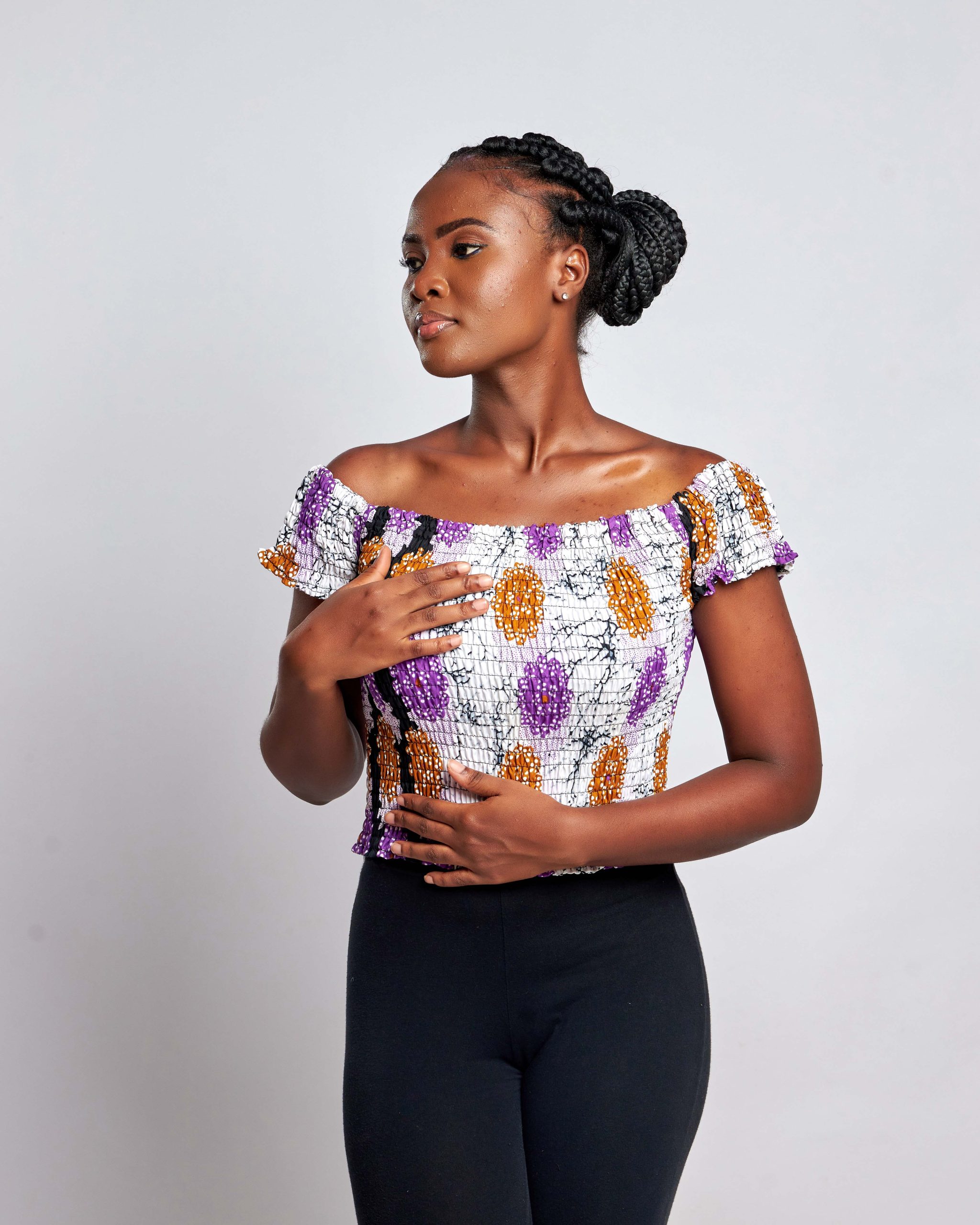 African Clothing for Women. Ankara Women's Short Sleeves Elastic Top. Retail and Wholesale, Made in Africa