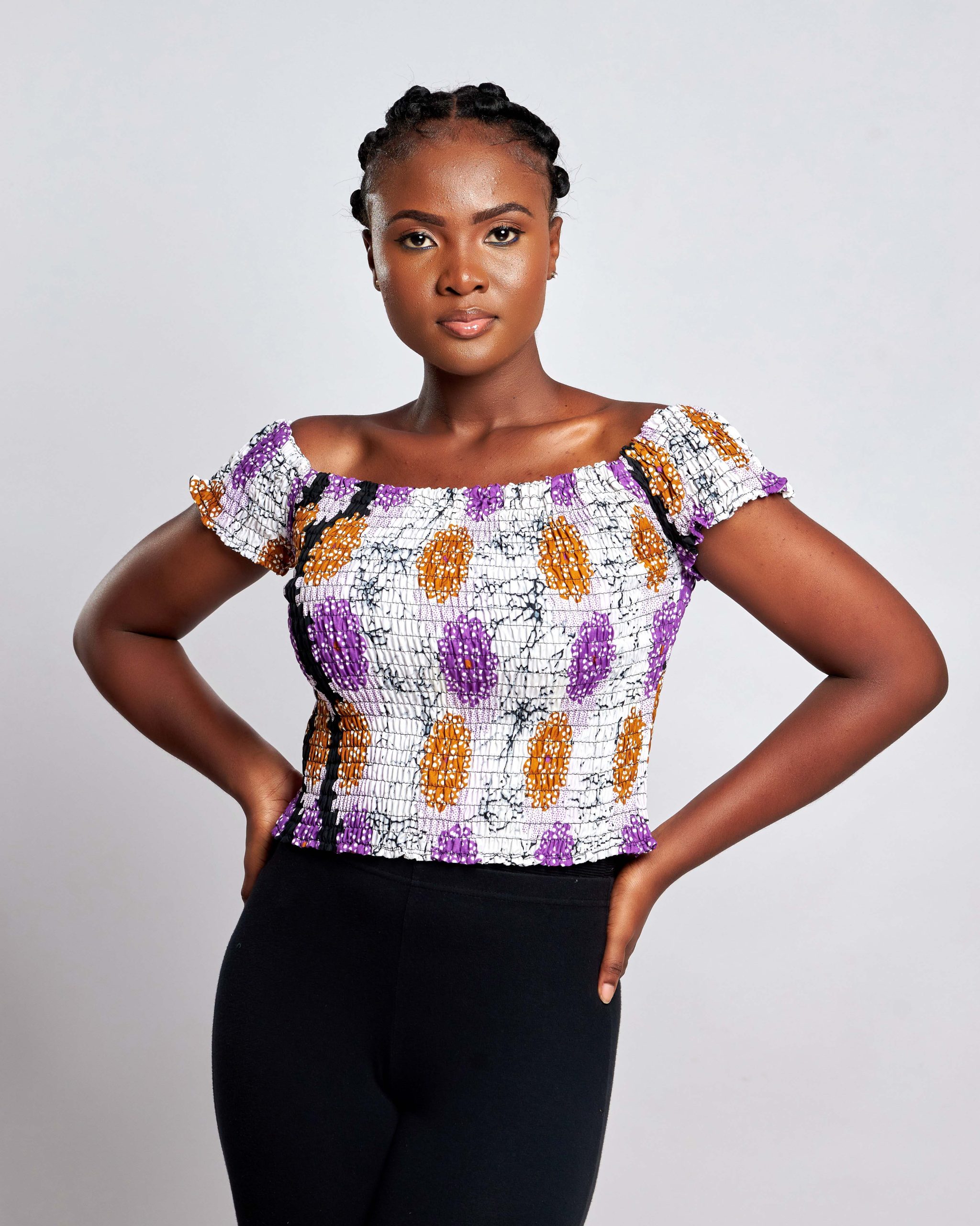 African Clothing for Women. Ankara Women's Short Sleeves Elastic Top. Retail and Wholesale, Made in Africa
