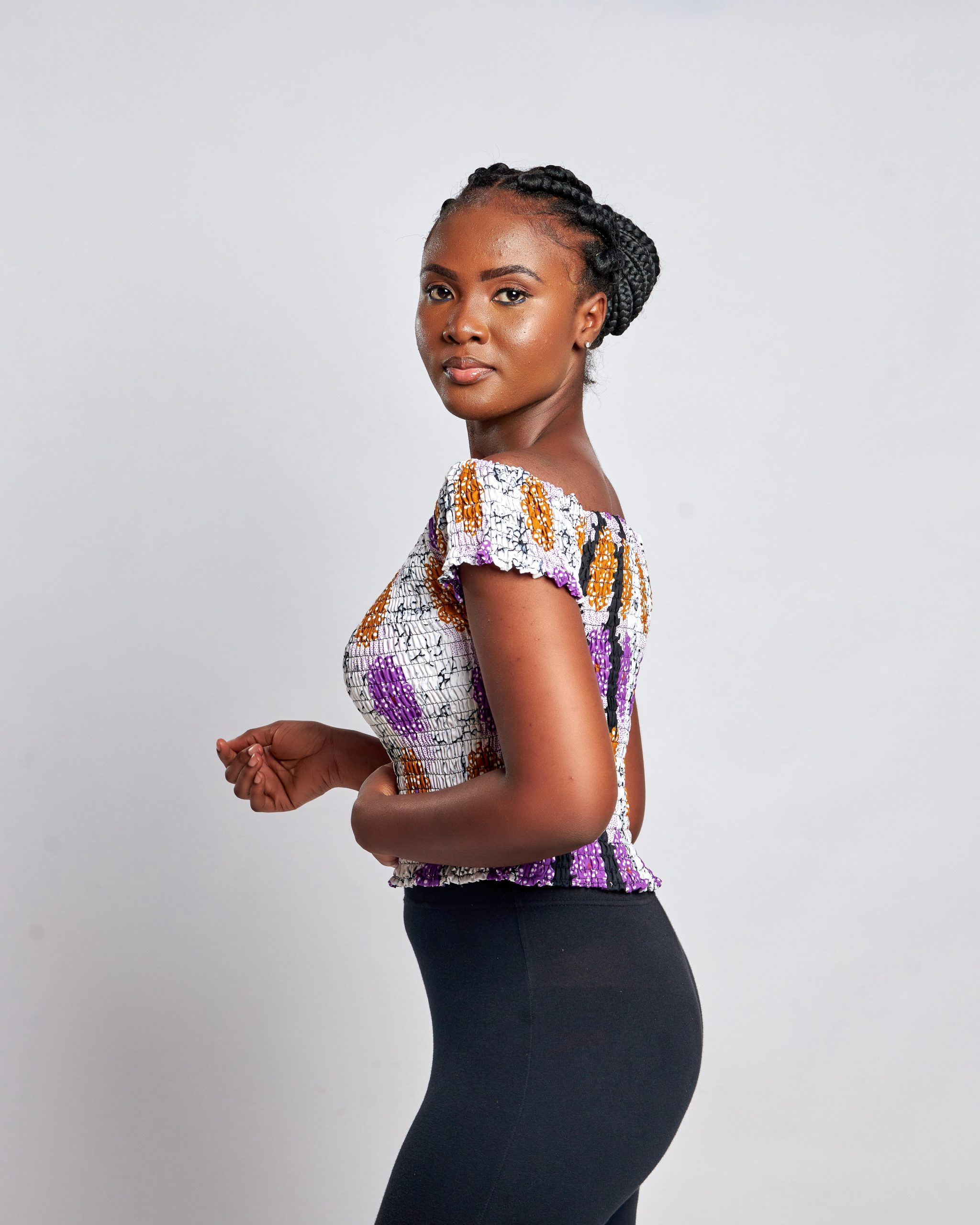 African Clothing for Women. Ankara Women's Short Sleeves Elastic Top. Retail and Wholesale, Made in Africa