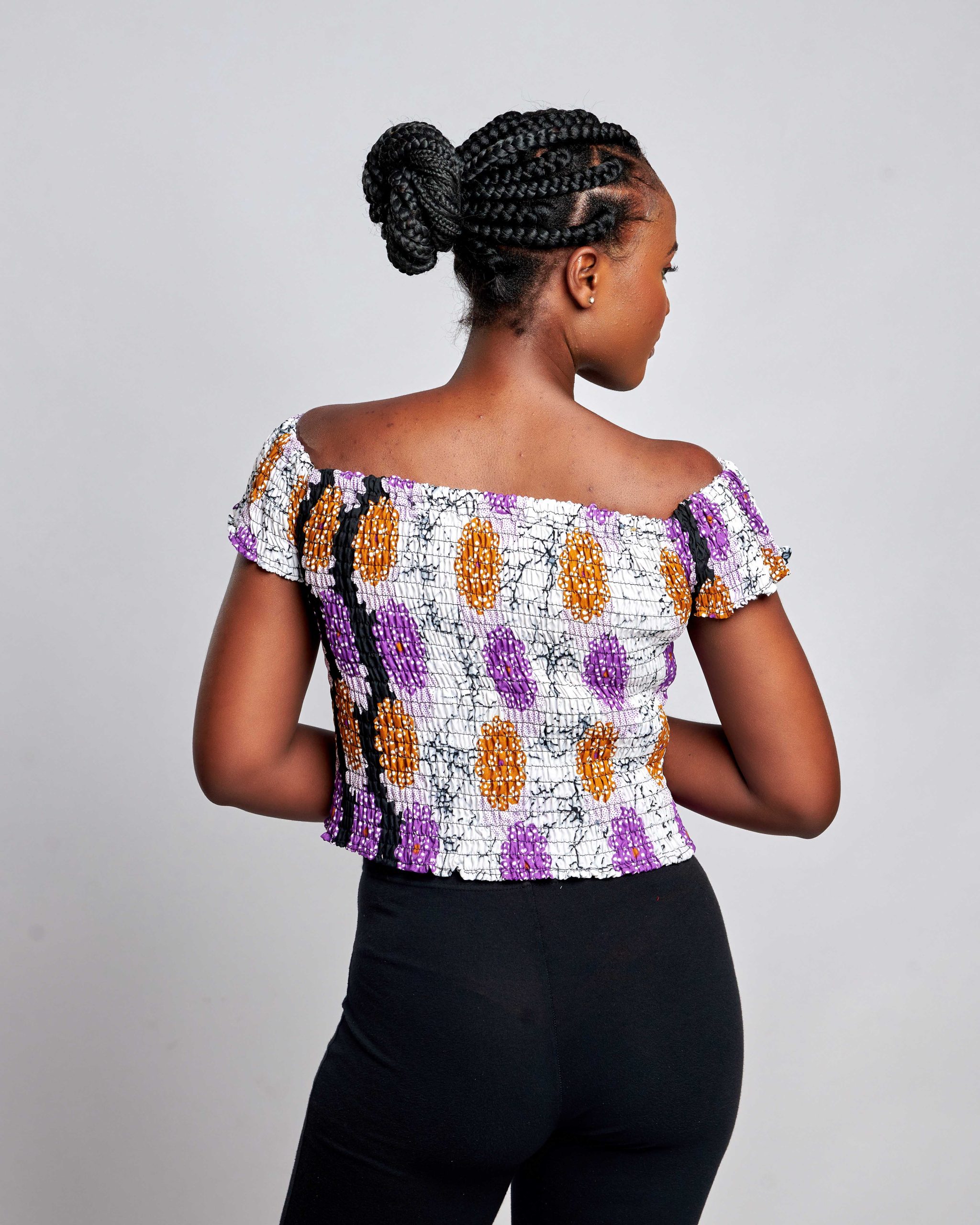 African Clothing for Women. Ankara Women's Short Sleeves Elastic Top. Retail and Wholesale, Made in Africa