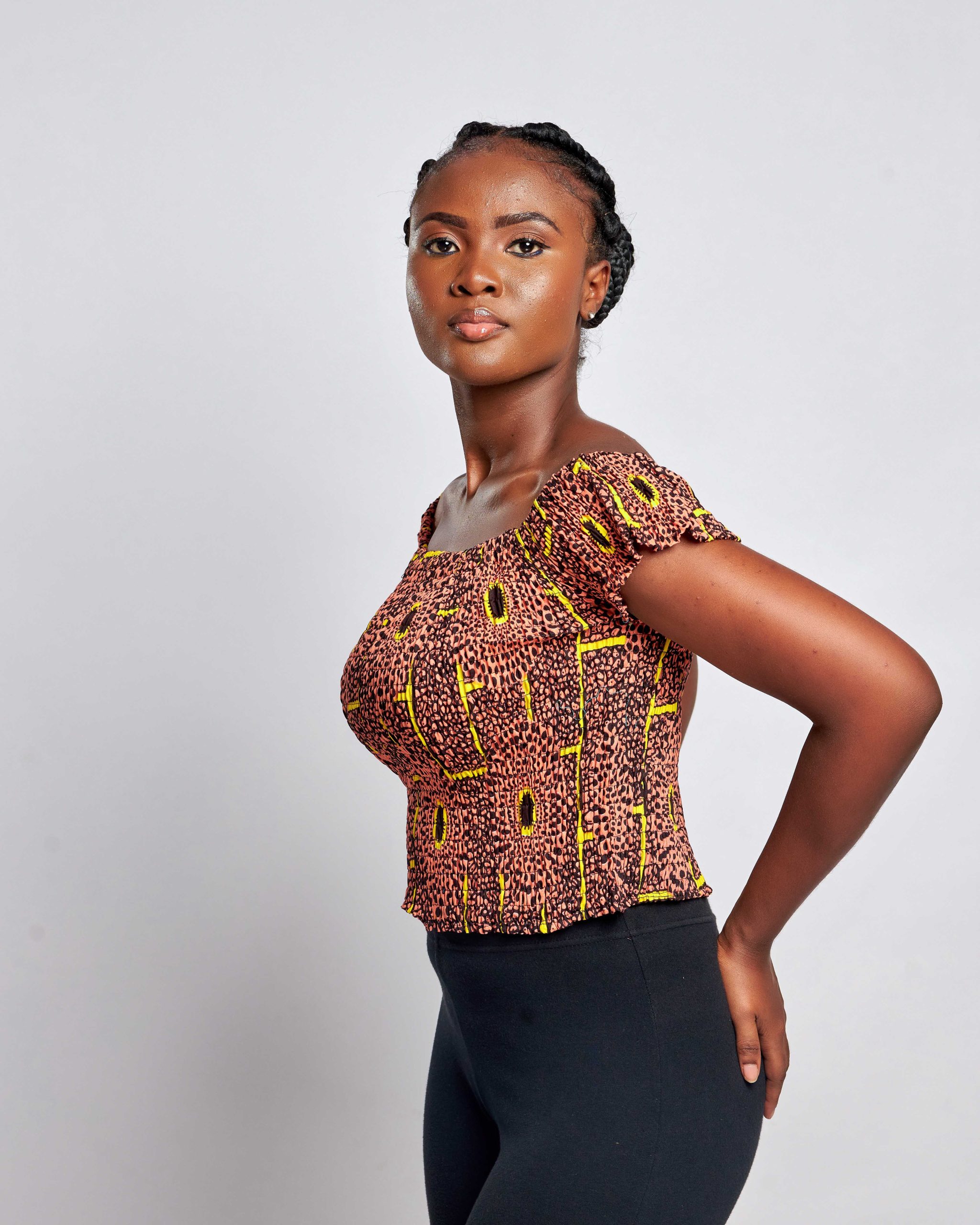African Clothing for Women. Ankara Women's Short Sleeves Elastic Top. Retail and Wholesale, Made in Africa