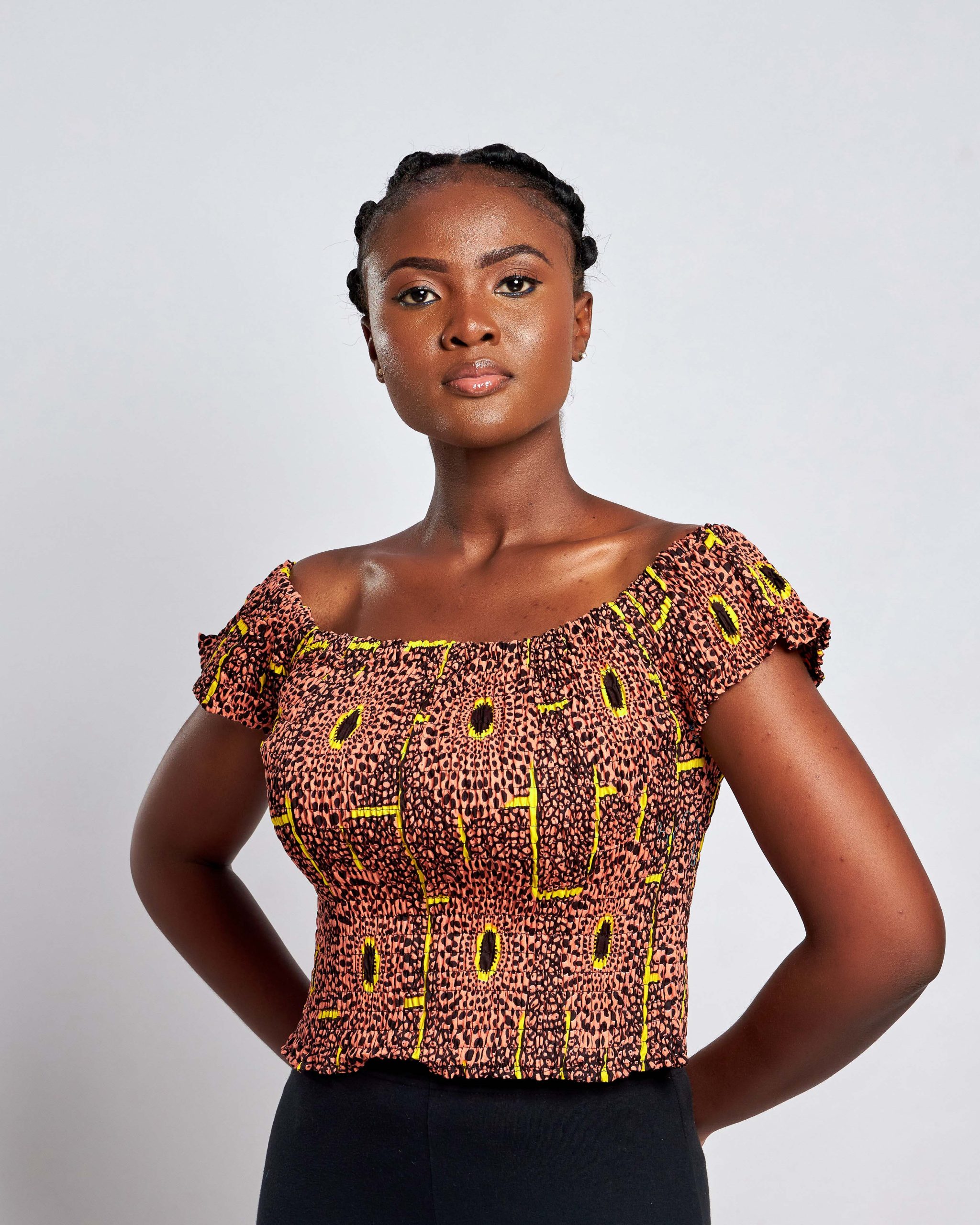African Clothing for Women. Ankara Women's Short Sleeves Elastic Top. Retail and Wholesale, Made in Africa