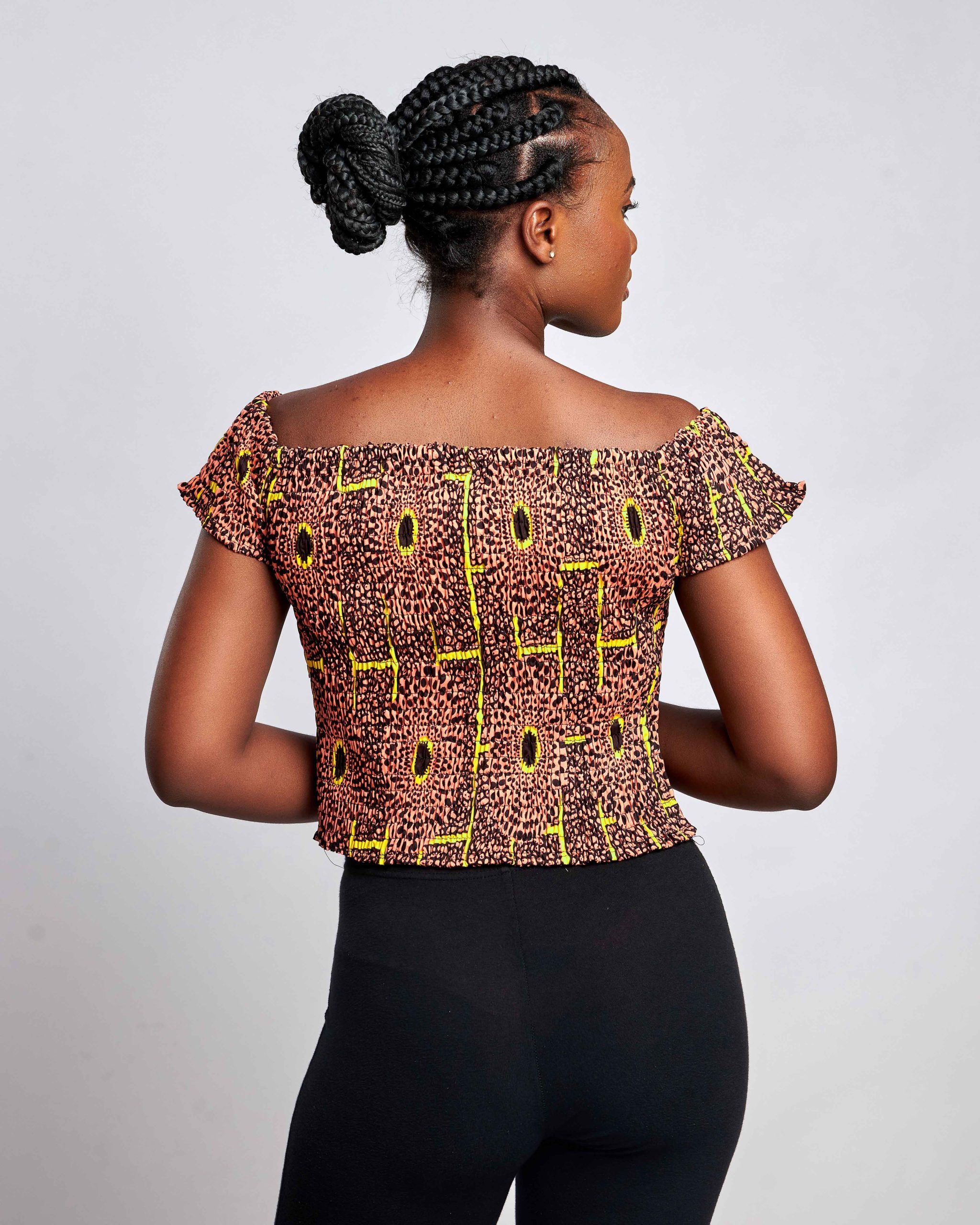 African Clothing for Women. Ankara Women's Short Sleeves Elastic Top. Retail and Wholesale, Made in Africa