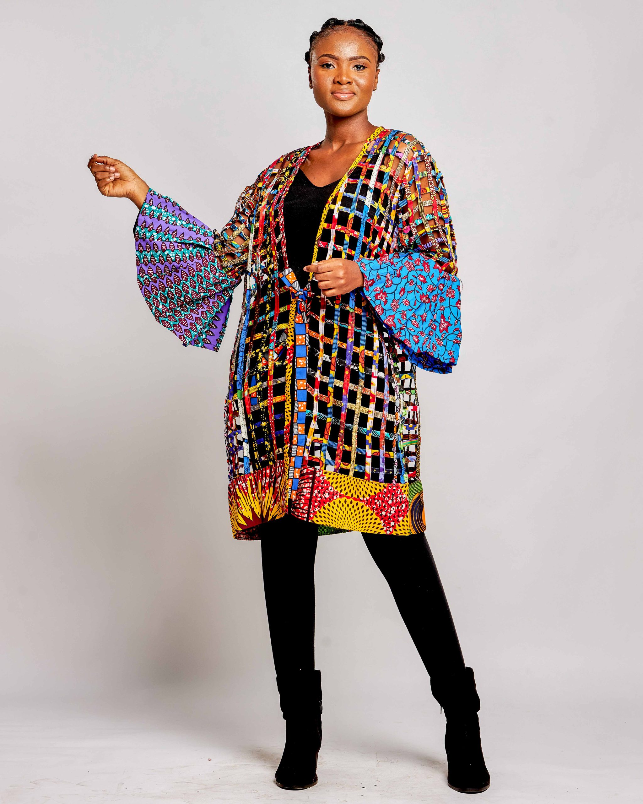 African Clothing for Women. Ankara Women's Mesh Mini Jacket. Retail and Wholesale, Made in Africa