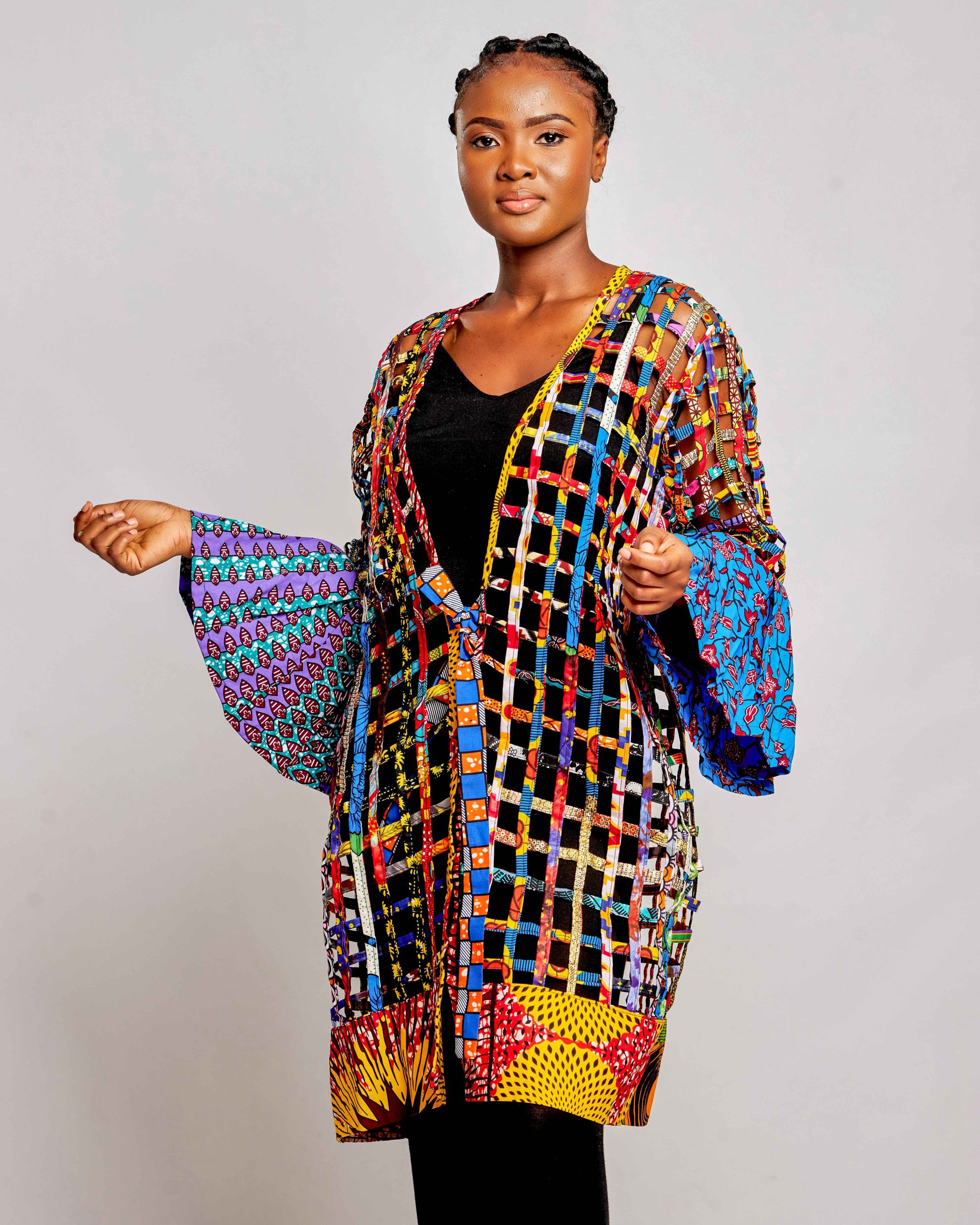 African Clothing for Women. Ankara Women's Mesh Mini Jacket. Retail and Wholesale, Made in Africa