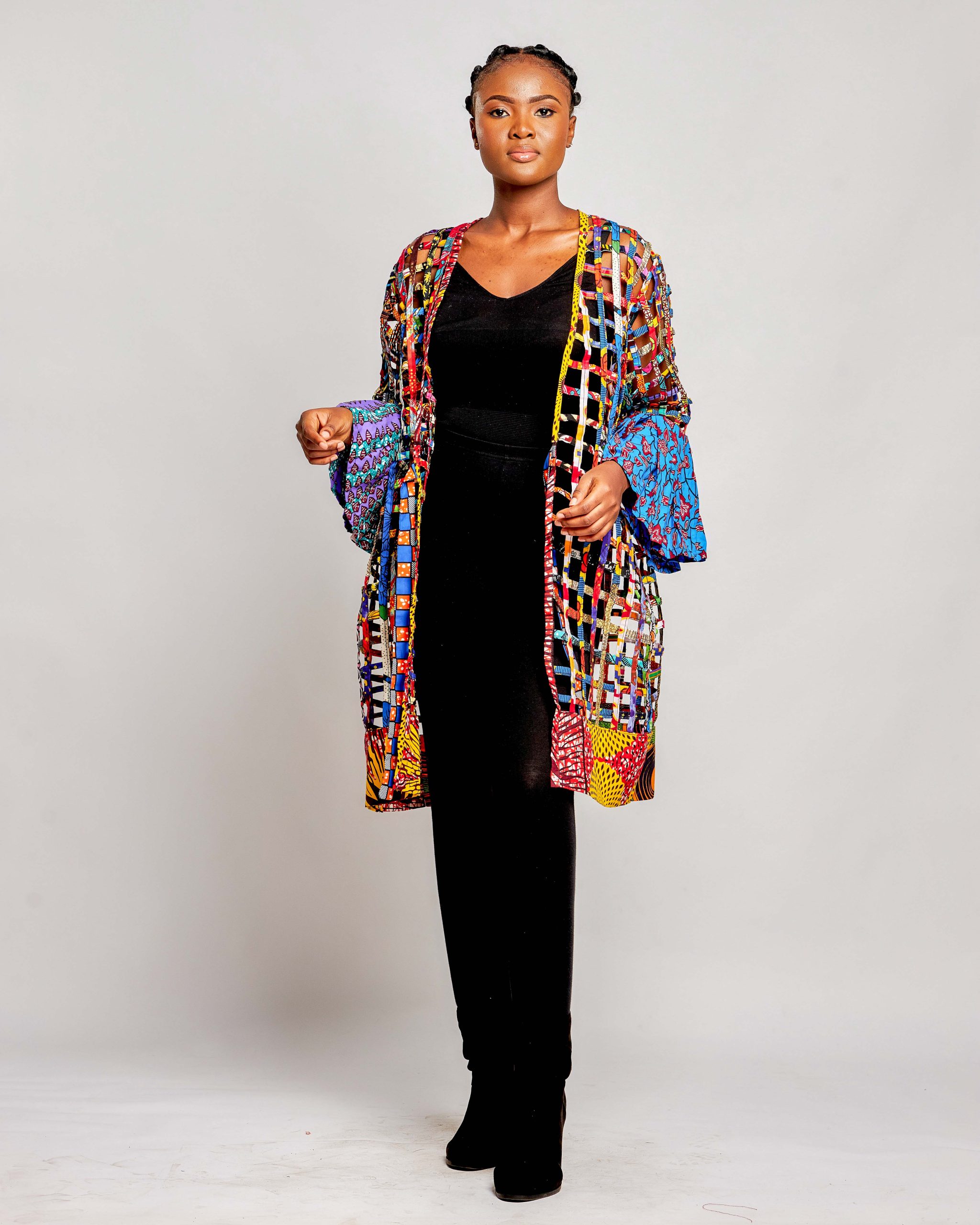 African Clothing for Women. Ankara Women's Mesh Mini Jacket. Retail and Wholesale, Made in Africa