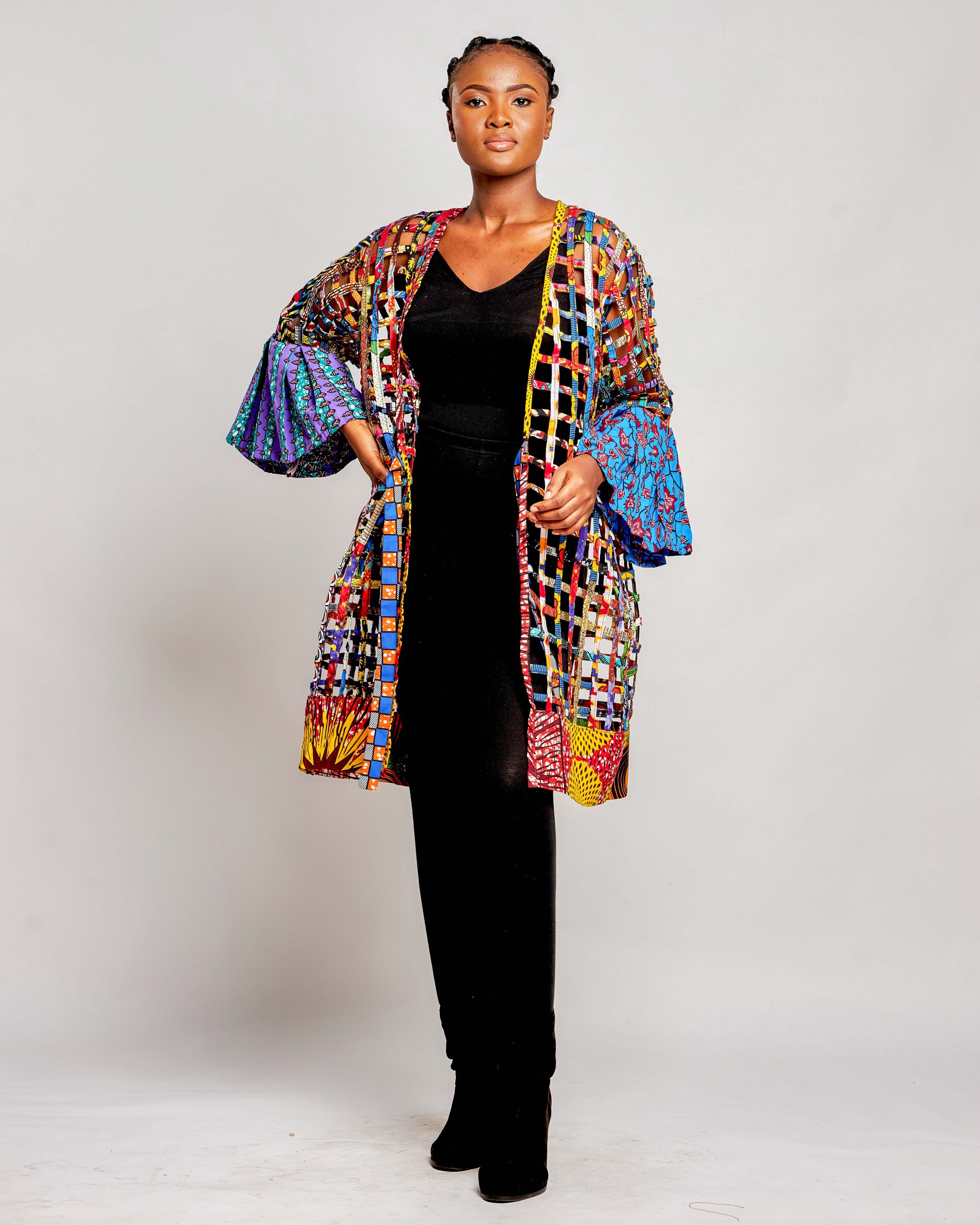 African Clothing for Women. Ankara Women's Mesh Mini Jacket. Retail and Wholesale, Made in Africa