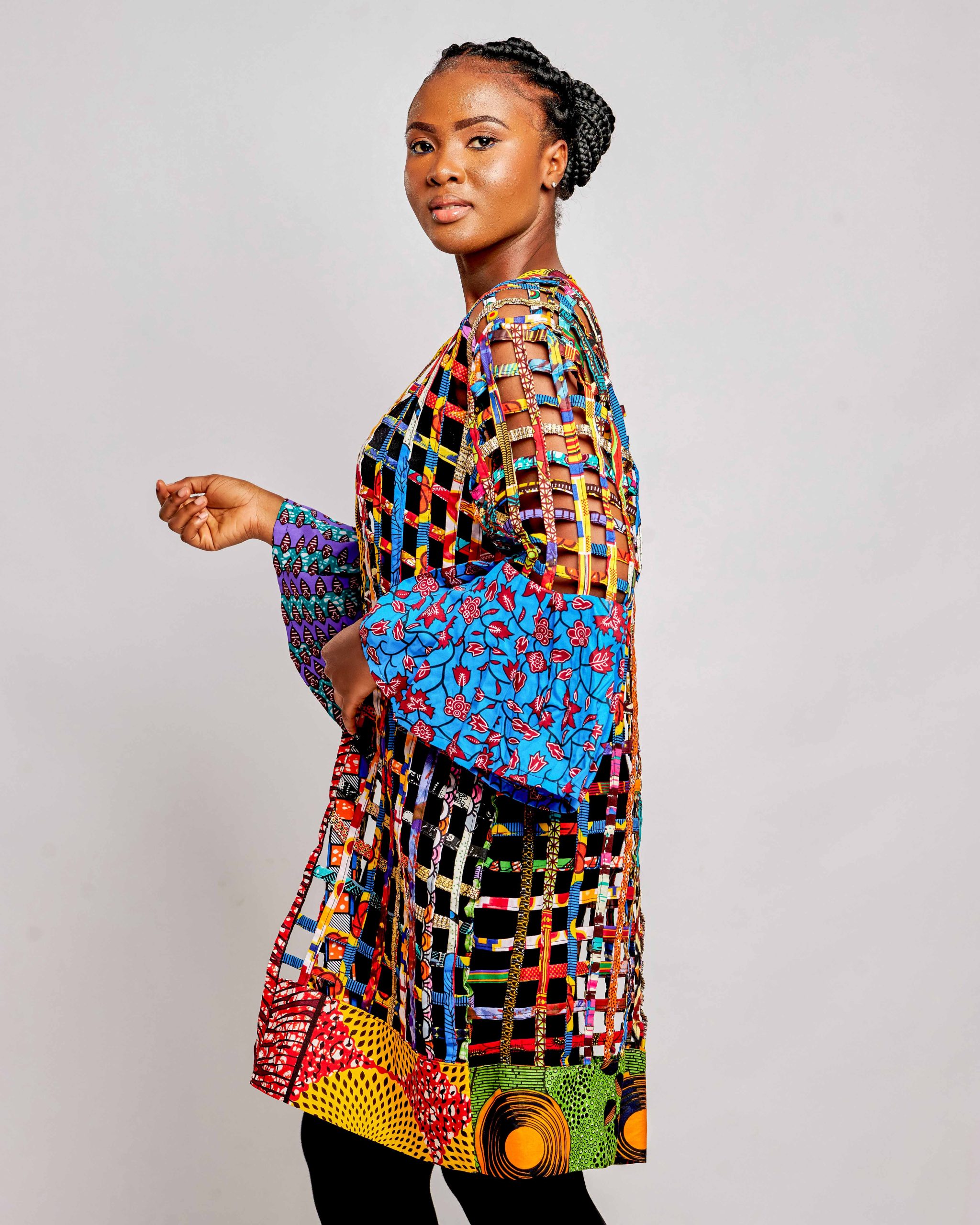African Clothing for Women. Ankara Women's Mesh Mini Jacket. Retail and Wholesale, Made in Africa