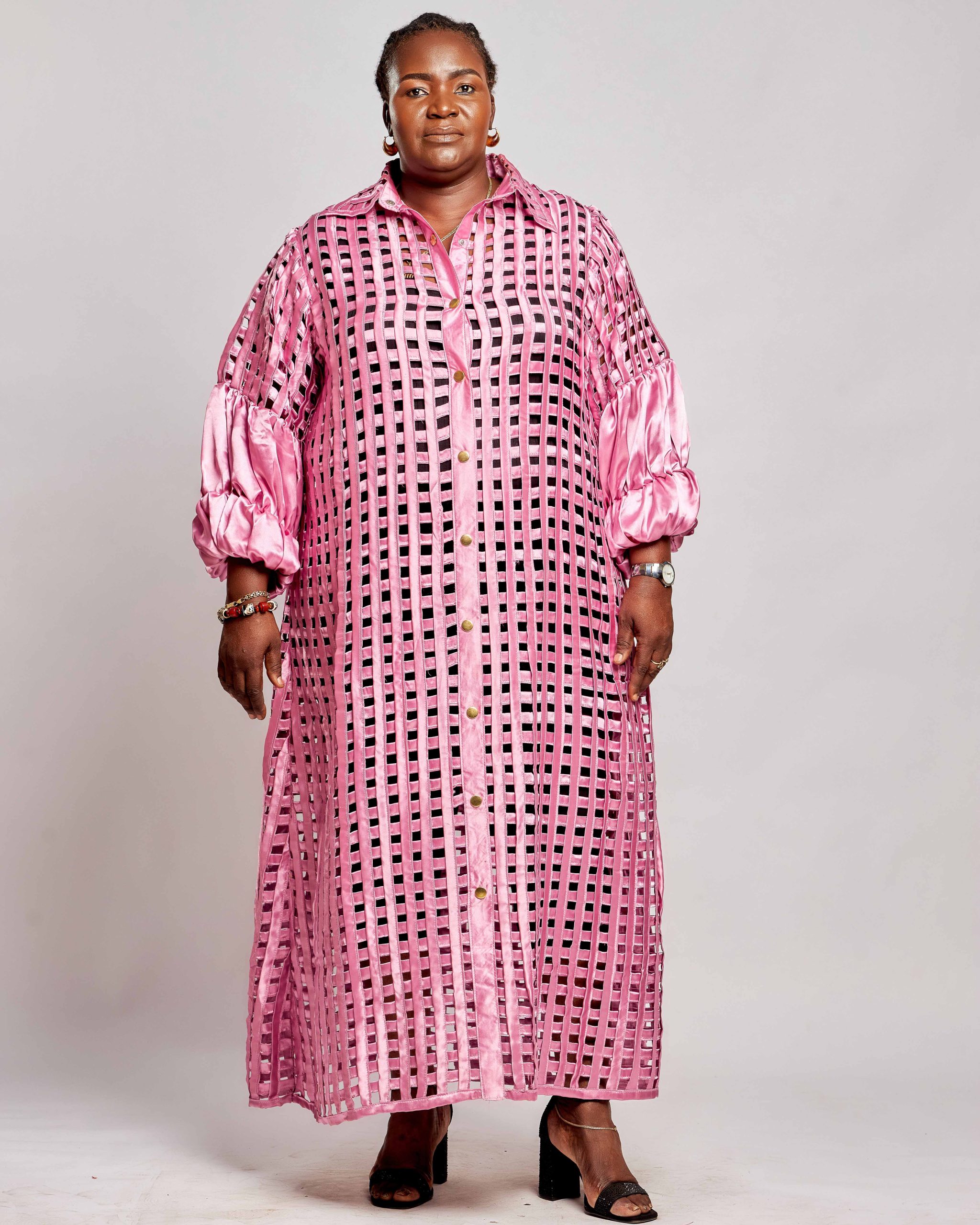 African Clothing for Women. Satin Women's Mesh Jacket Dress. Retail and Wholesale, Made in Africa