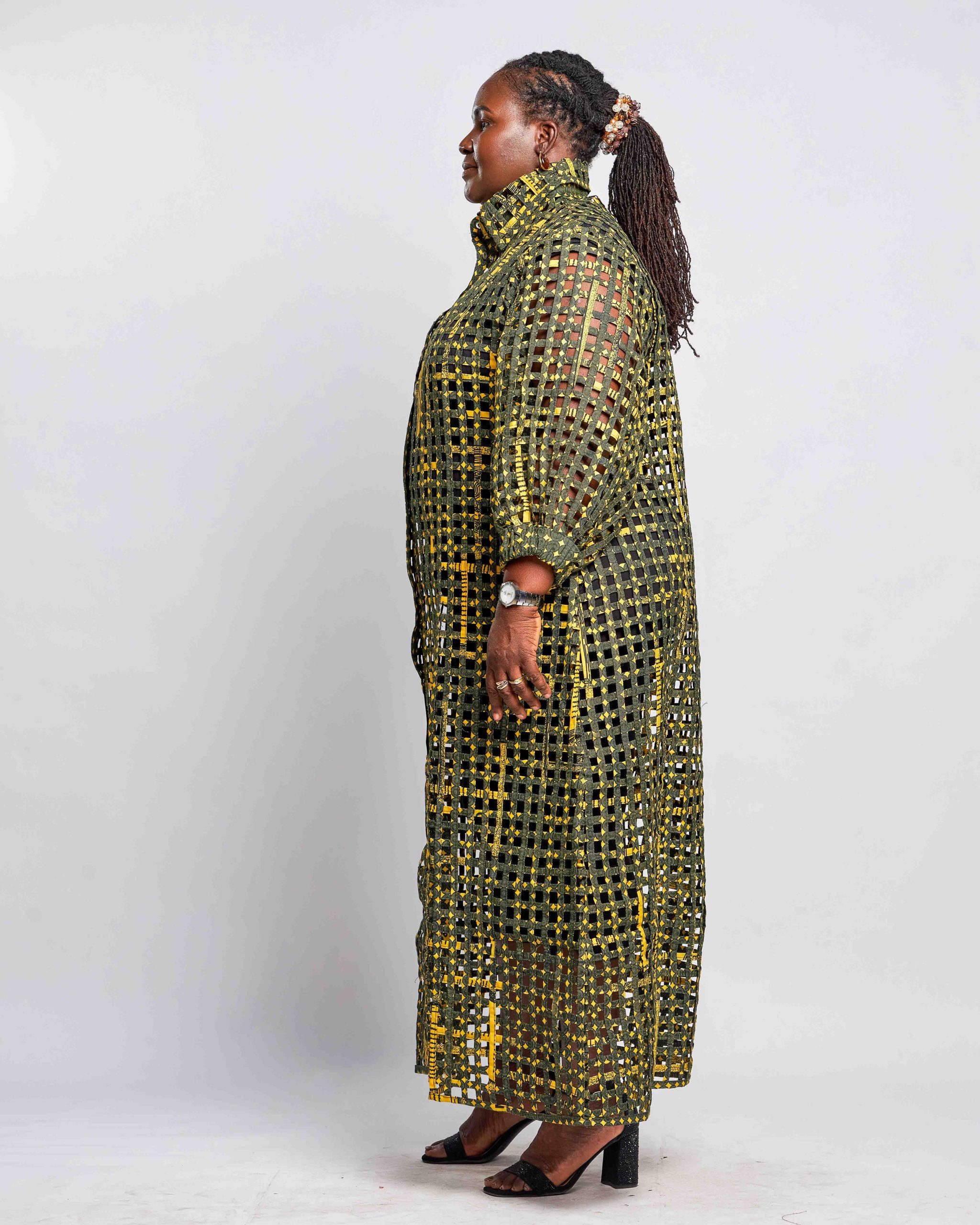 African Clothing for Women. Satin Women's Mesh Jacket Dress. Retail and Wholesale, Made in Africa