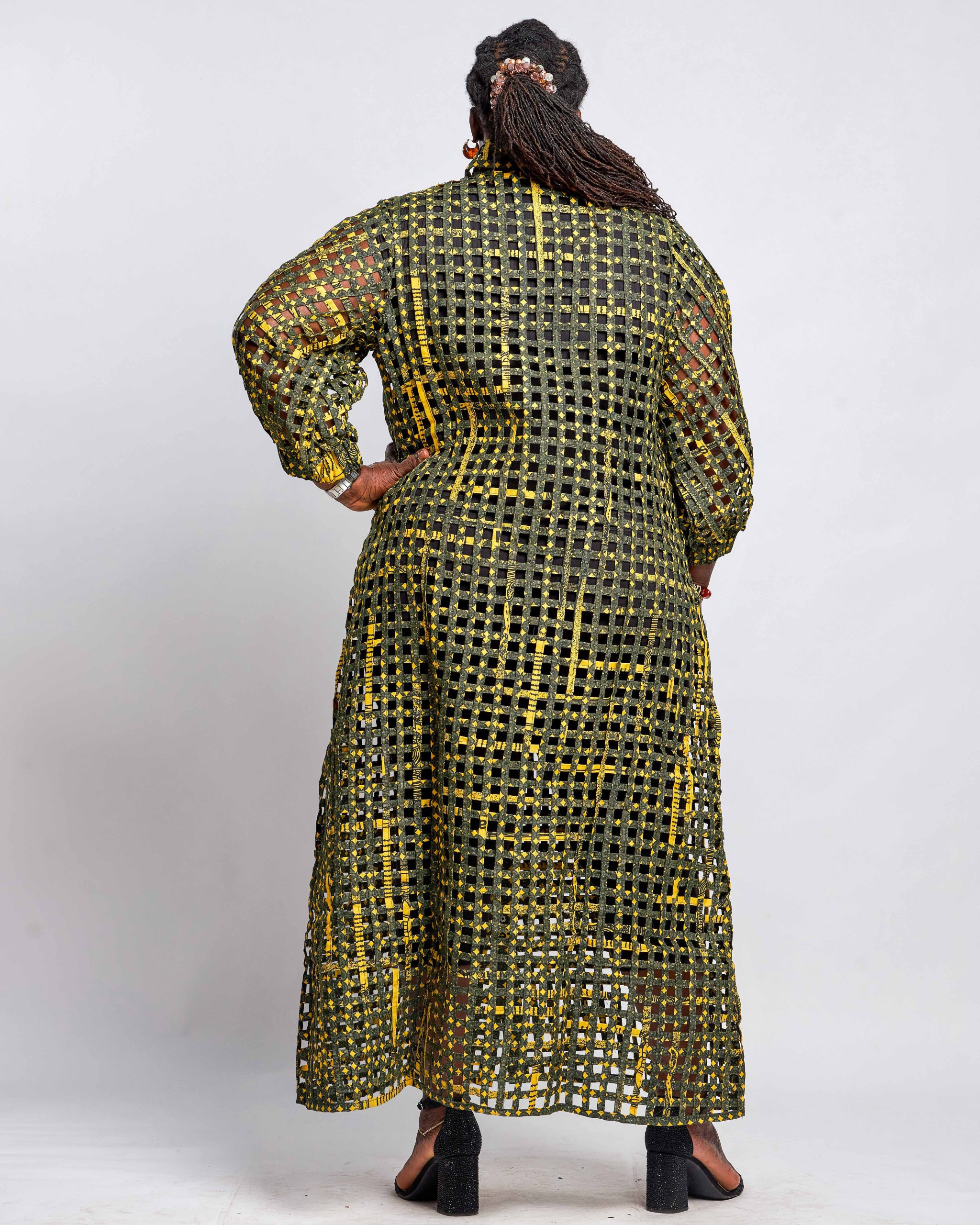 African Clothing for Women. Satin Women's Mesh Jacket Dress. Retail and Wholesale, Made in Africa