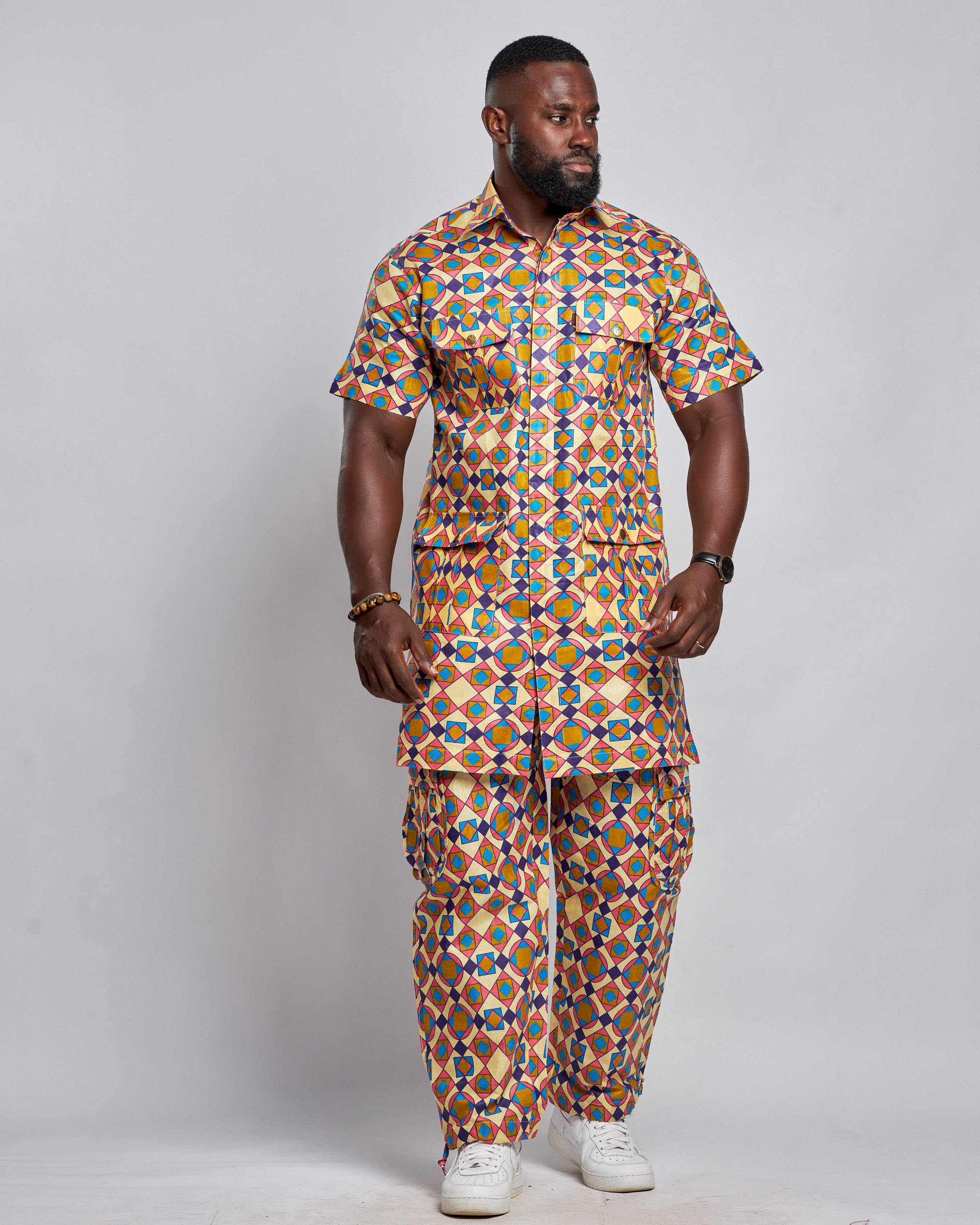 African Men Suit - Top & Cargo Pants