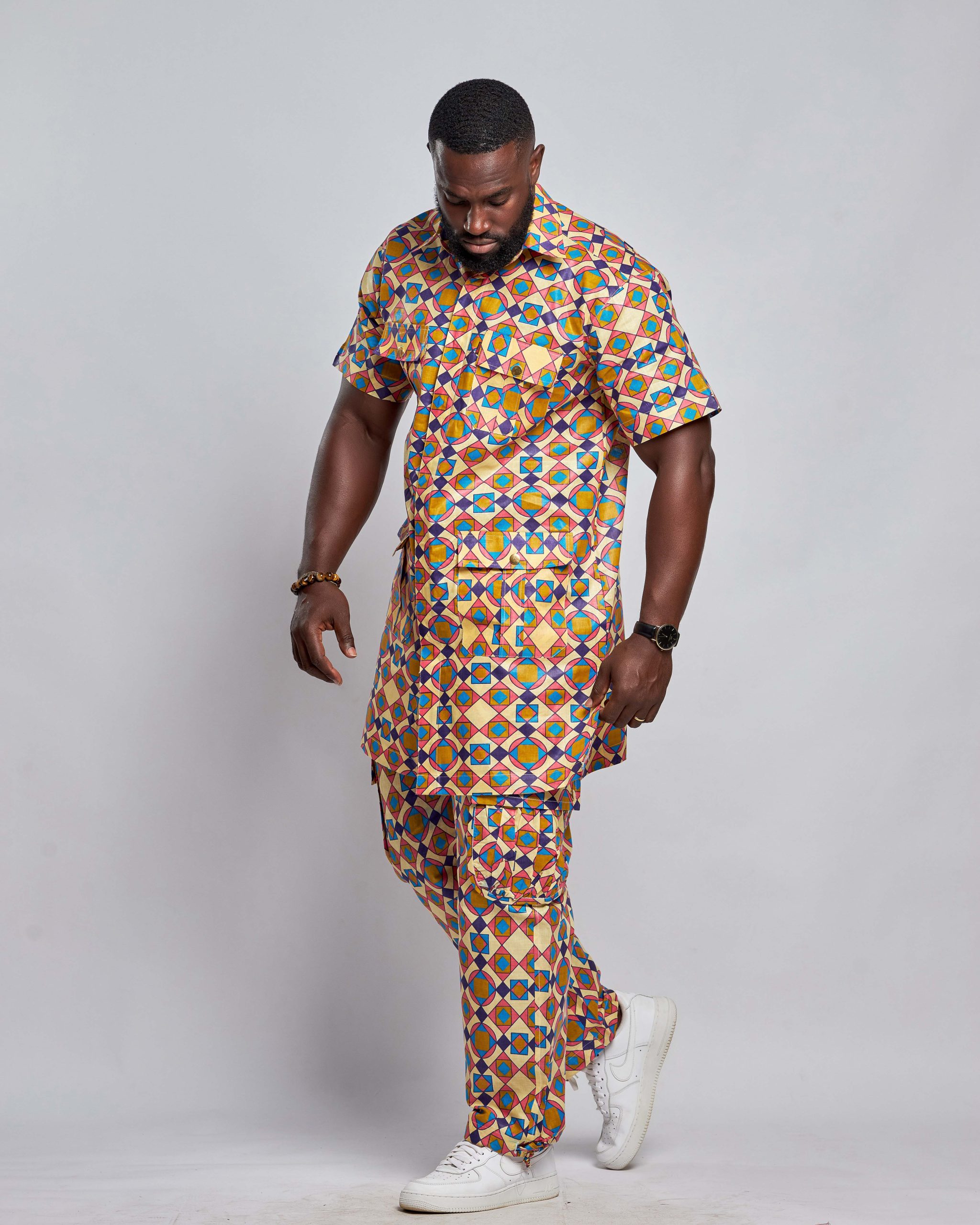 African Men Suit - Top & Cargo Pants