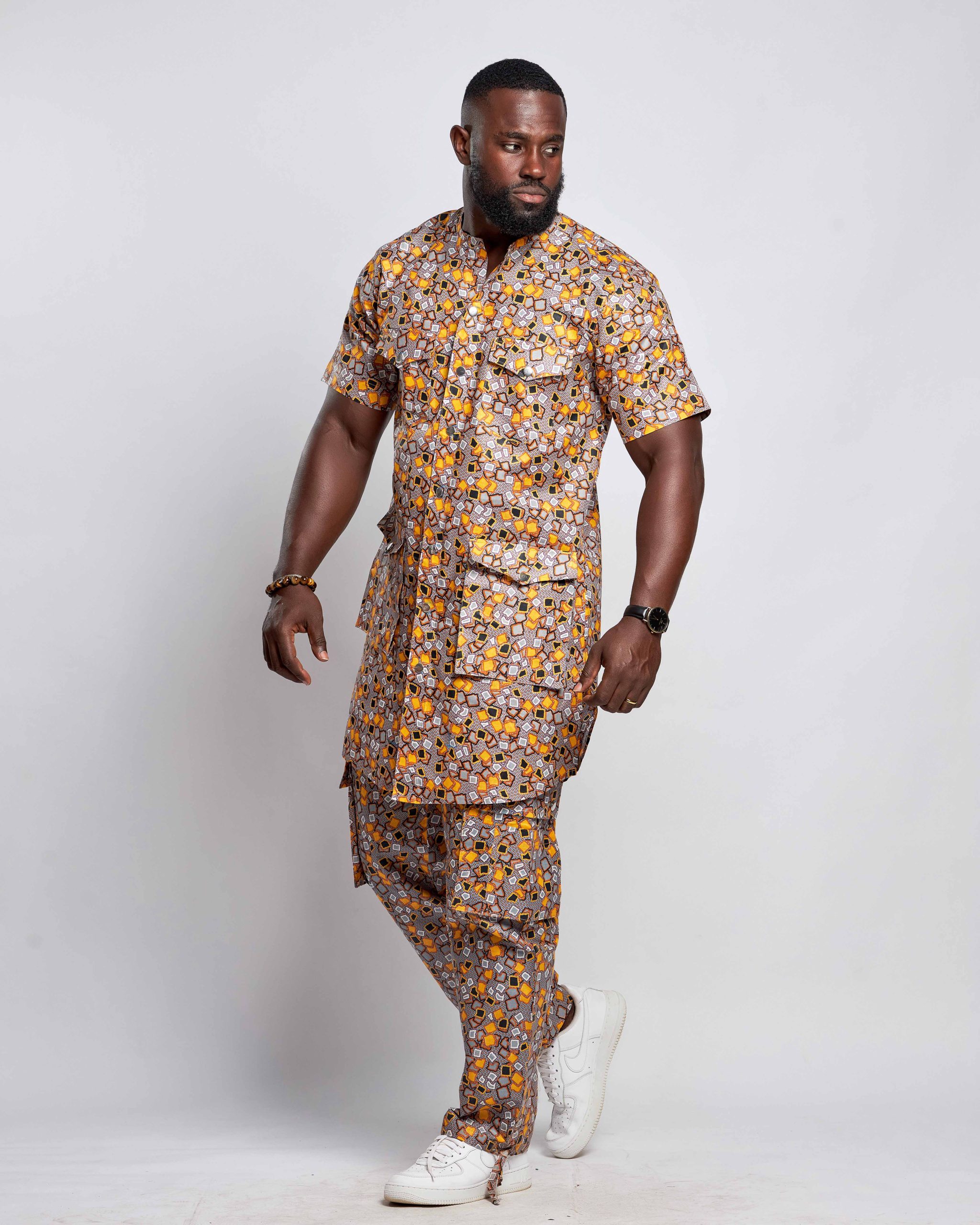 African Men Suit - Top & Cargo Pants