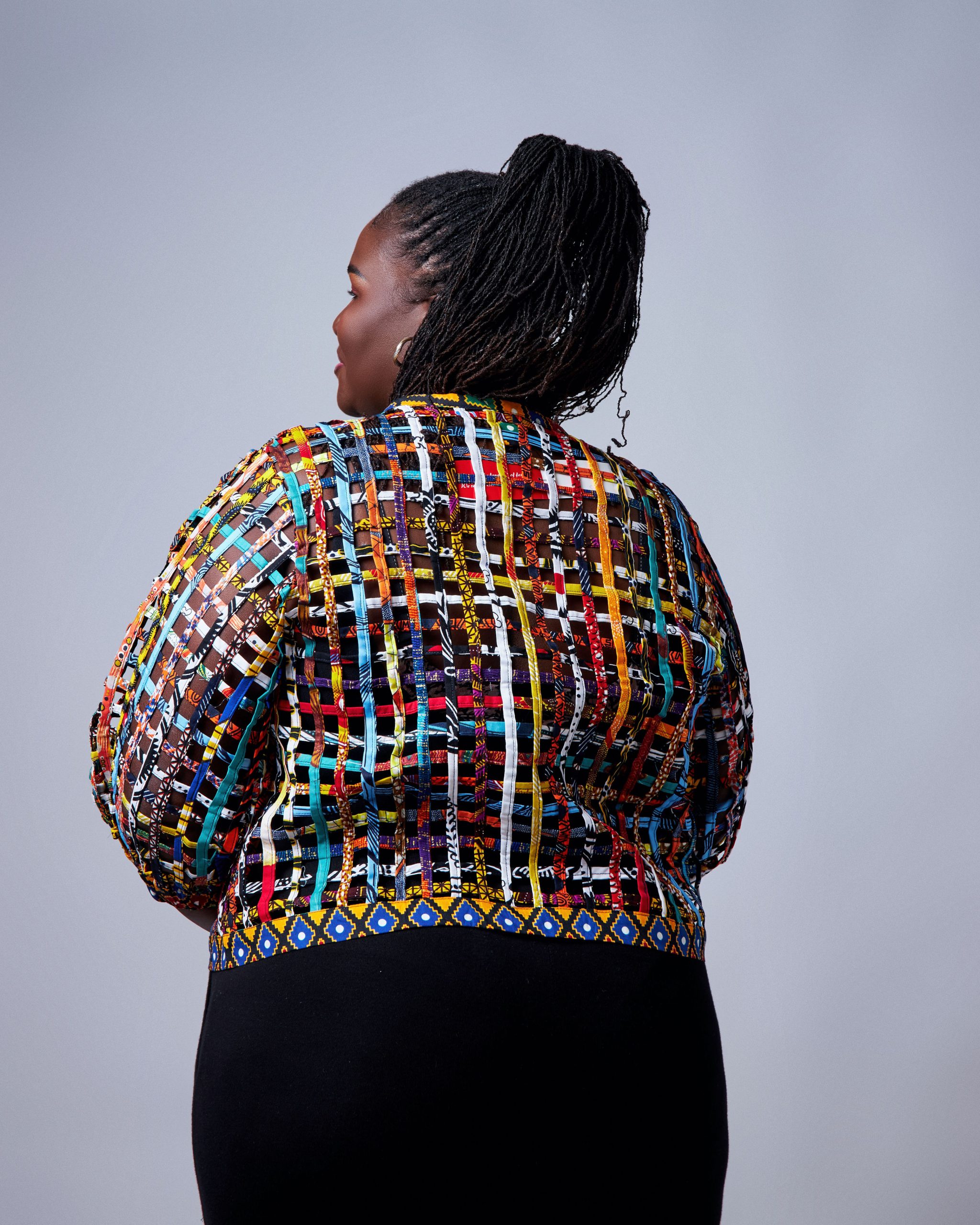 African Clothing for Women. Ankara Women's Mesh Mini Jacket. Retail and Wholesale, Made in Africa