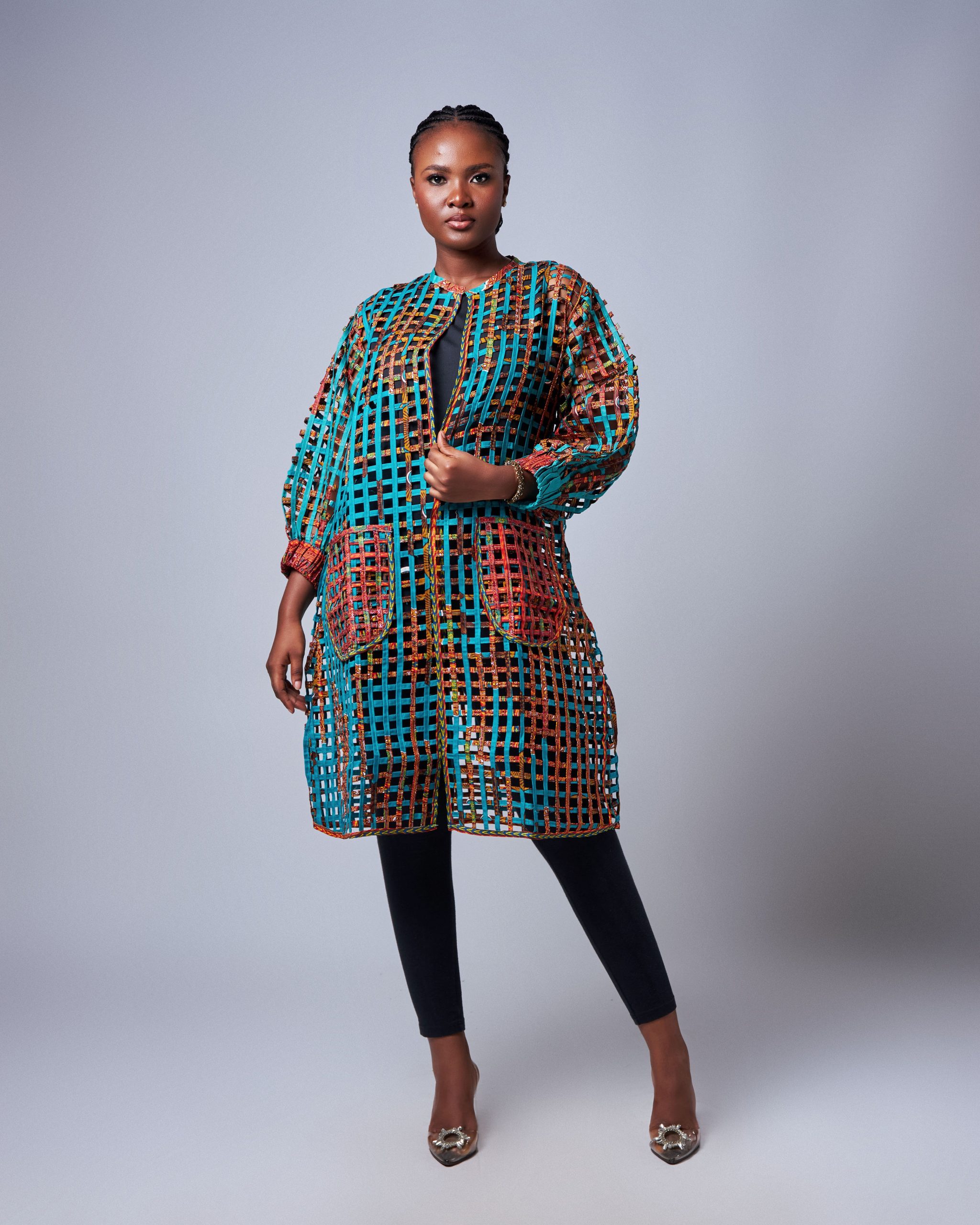 African Clothing for Women. Ankara Women's Mesh Mini Jacket. Retail and Wholesale, Made in Africa