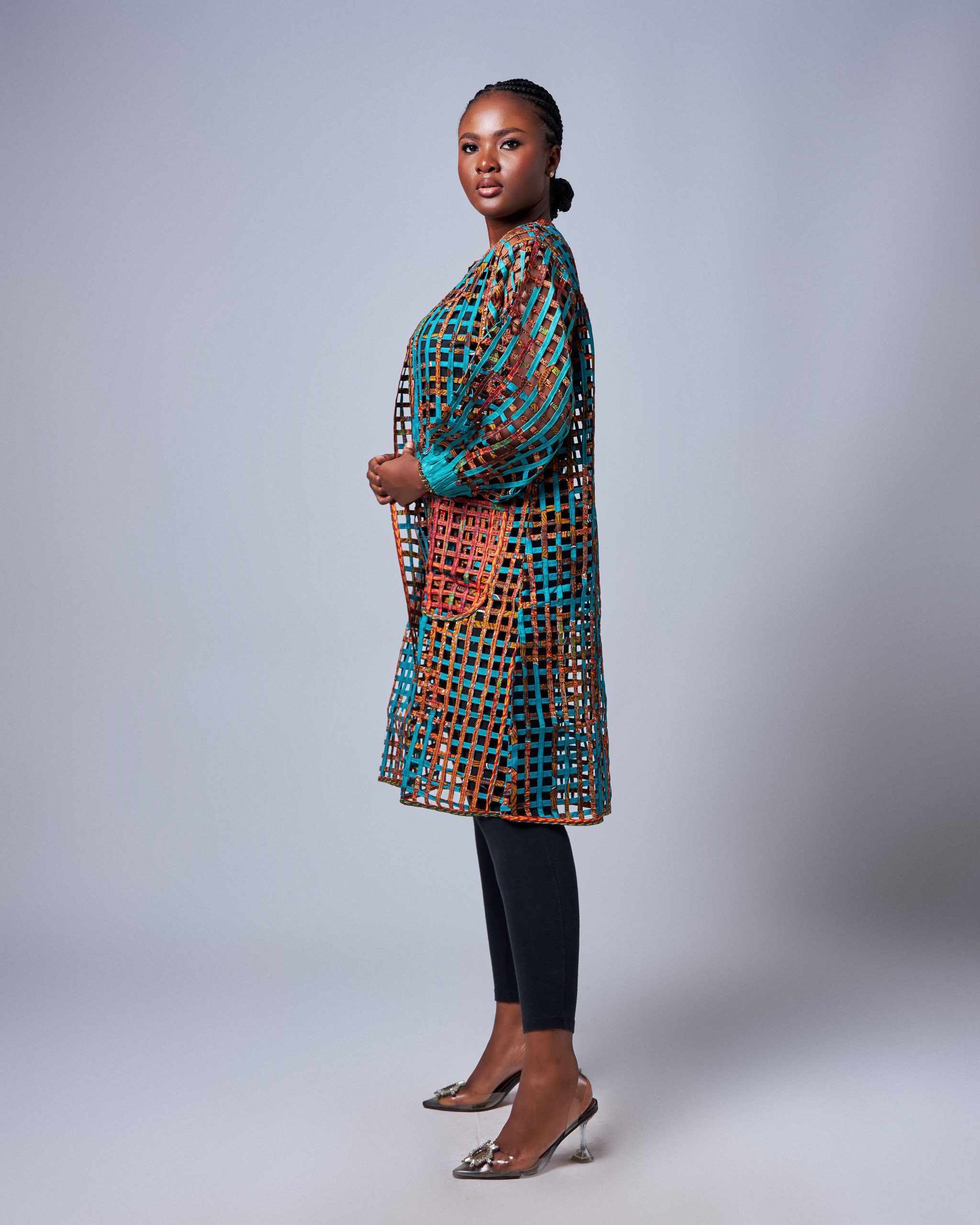 African Clothing for Women. Ankara Women's Mesh Mini Jacket. Retail and Wholesale, Made in Africa