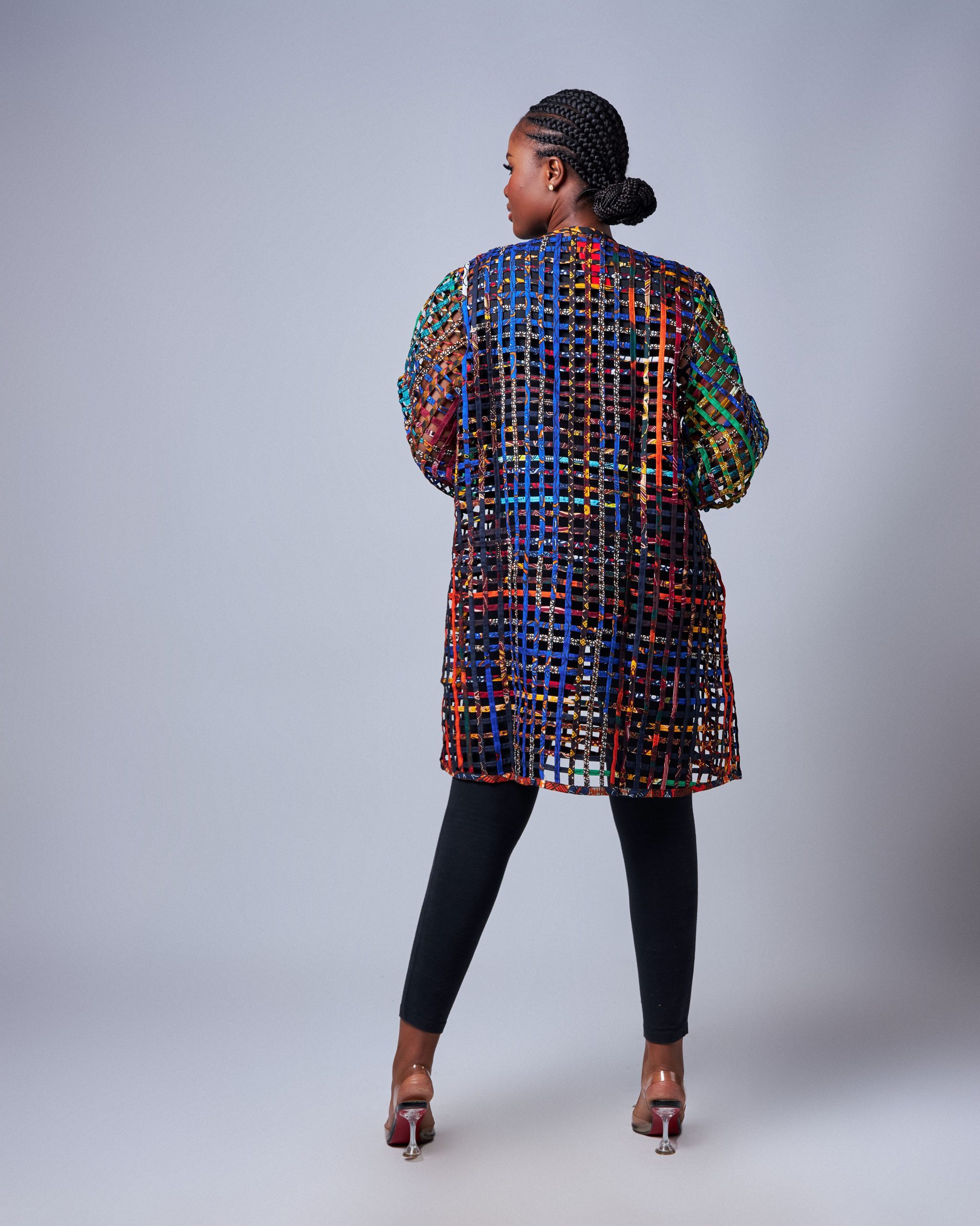 African Clothing for Women. Ankara Women's Mesh Mini Jacket. Retail and Wholesale, Made in Africa