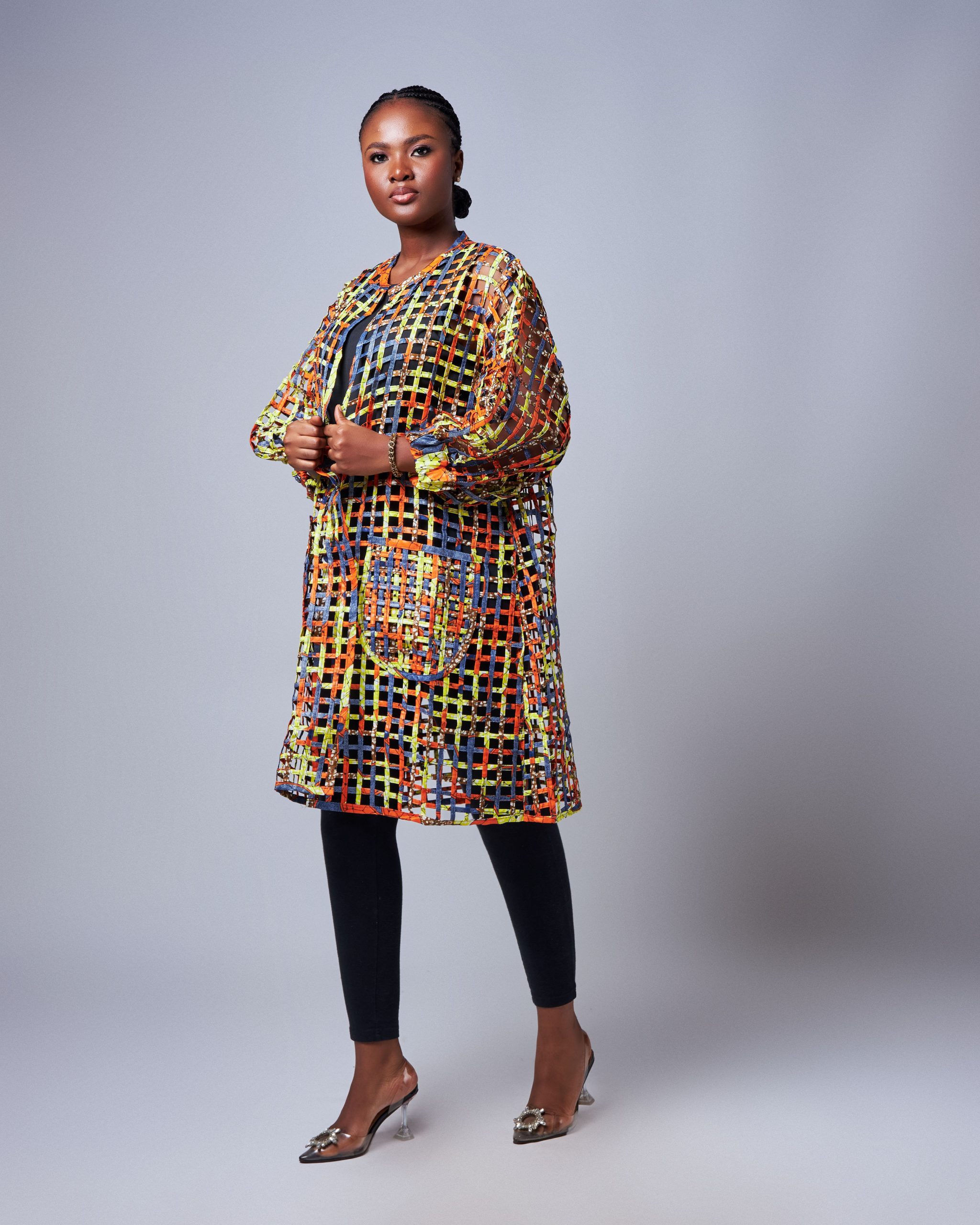 African Clothing for Women. Ankara Women's Mesh Mini Jacket. Retail and Wholesale, Made in Africa