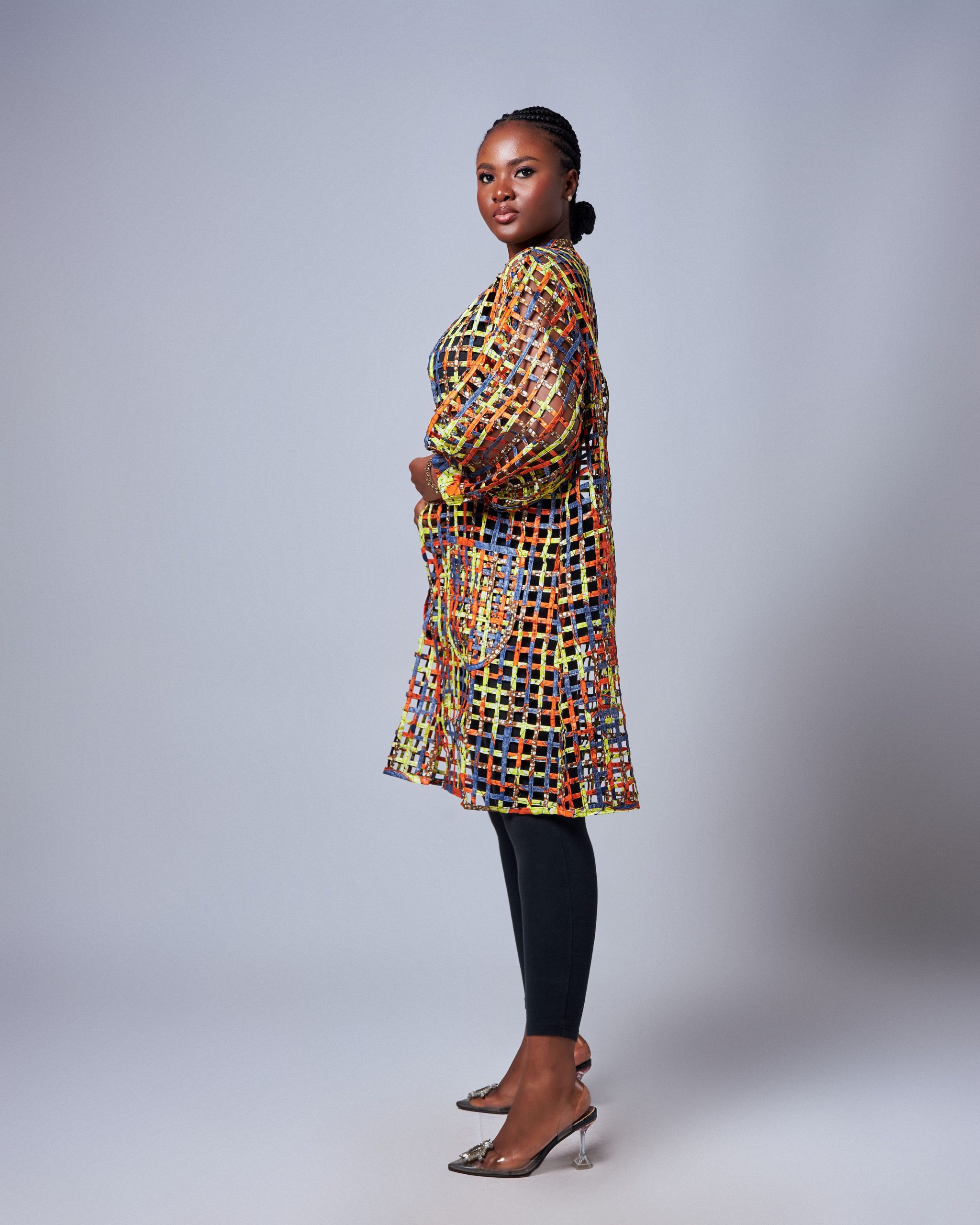 African Clothing for Women. Ankara Women's Mesh Mini Jacket. Retail and Wholesale, Made in Africa