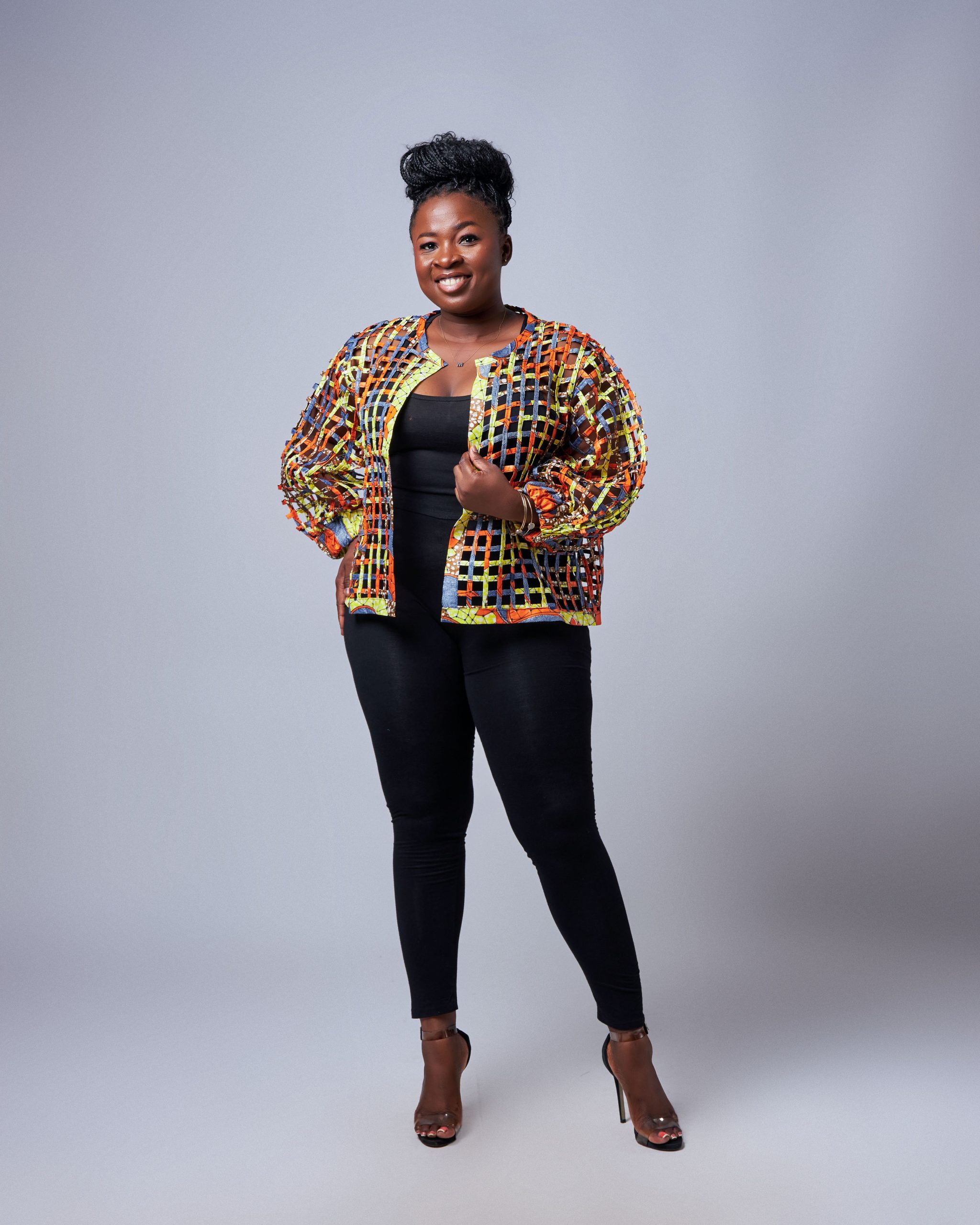 African Clothing for Women. Ankara Women's Mesh Mini Jacket. Retail and Wholesale, Made in Africa
