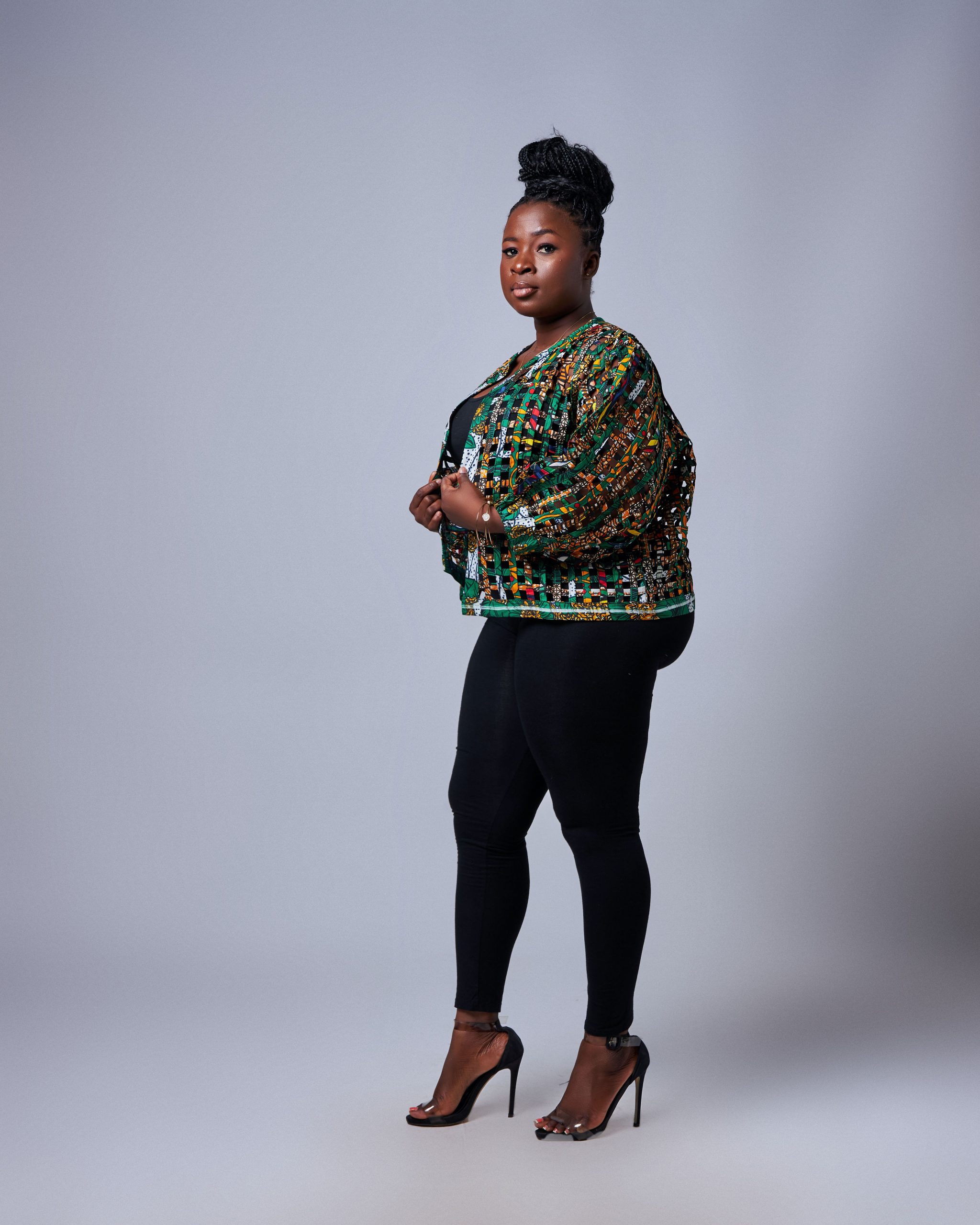 African Clothing for Women. Ankara Women's Mesh Mini Jacket. Retail and Wholesale, Made in Africa