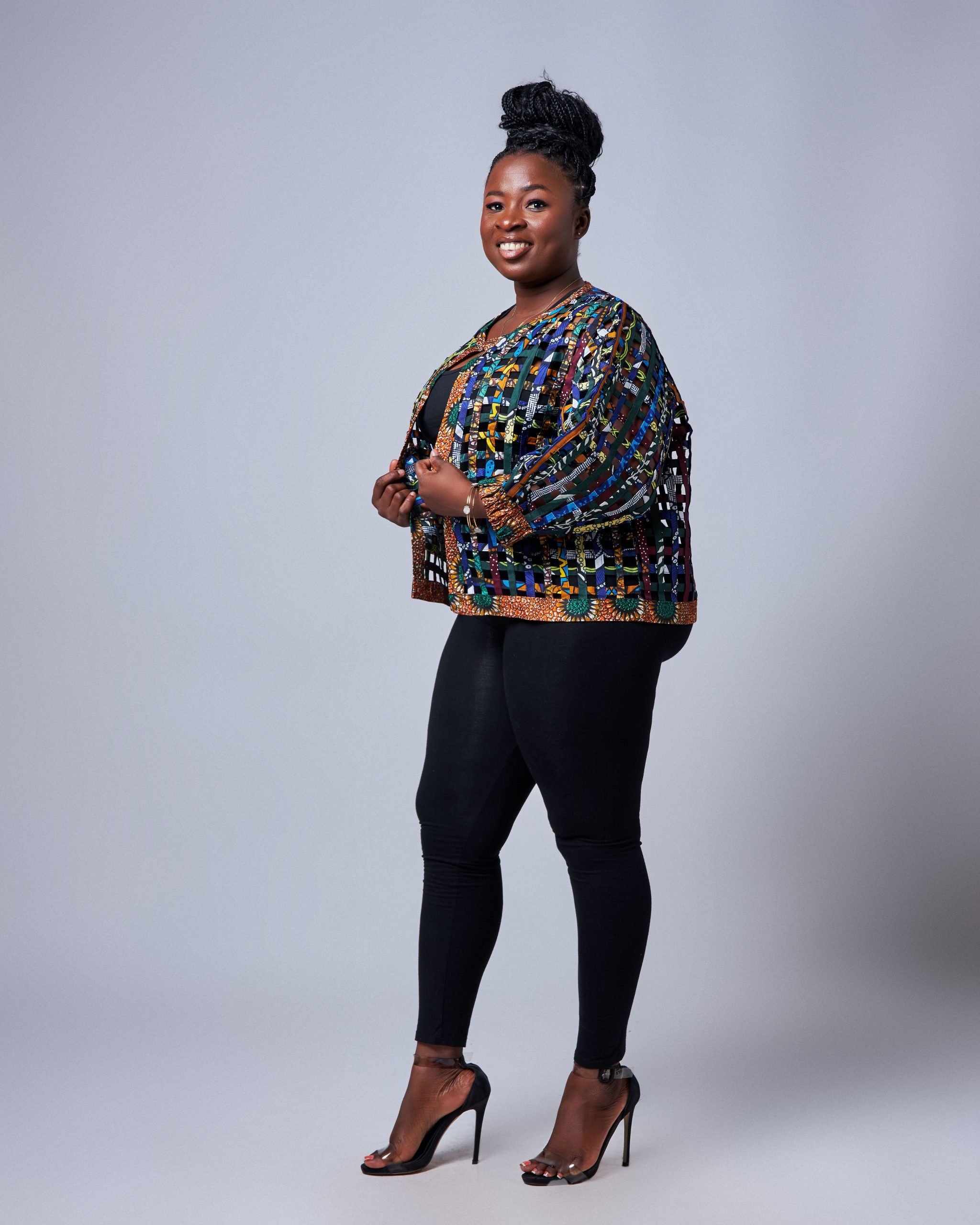 African Clothing for Women. Ankara Women's Mesh Mini Jacket. Retail and Wholesale, Made in Africa