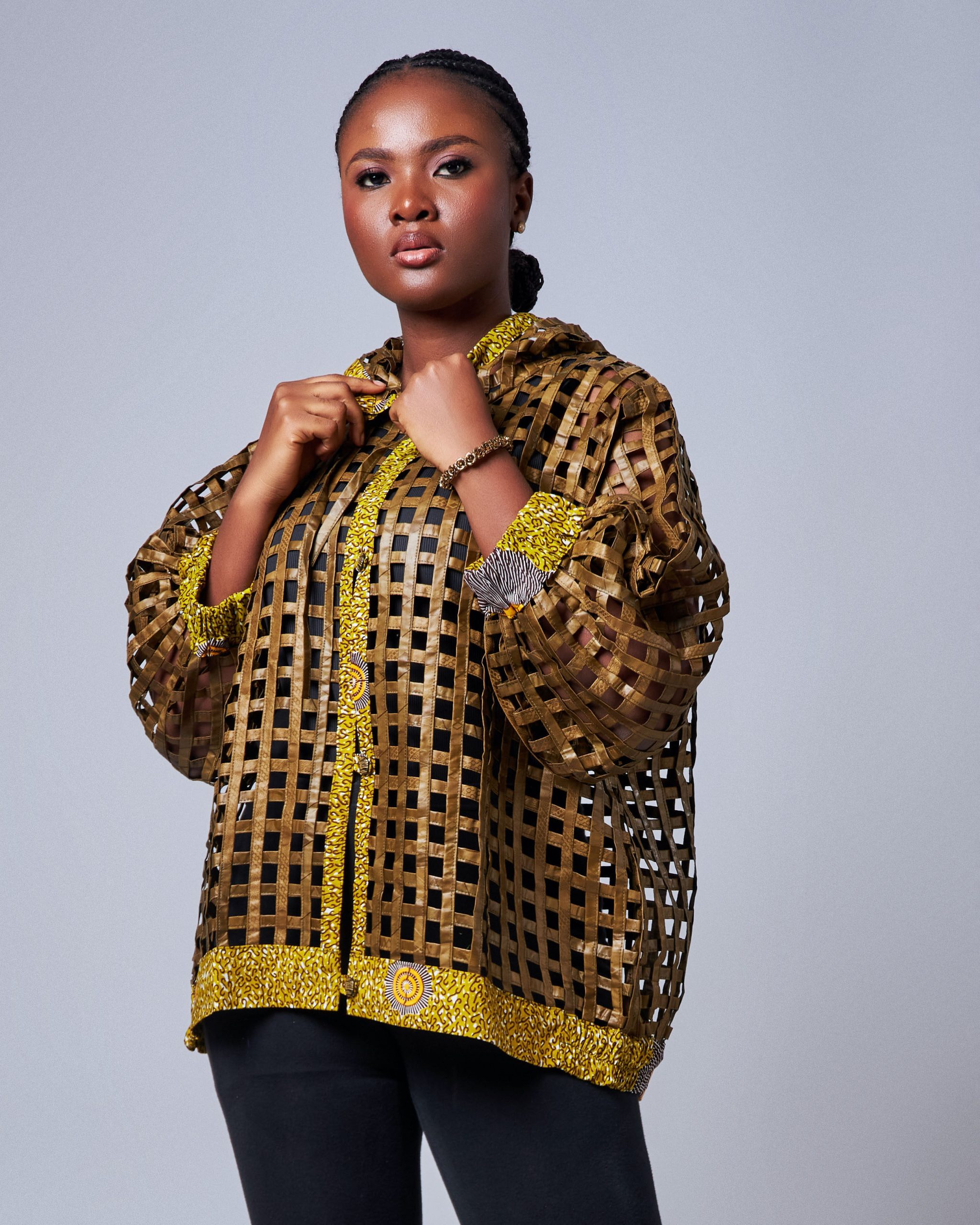 African Clothing for Women. Ankara Women's Mesh Mini Jacket. Retail and Wholesale, Made in Africa