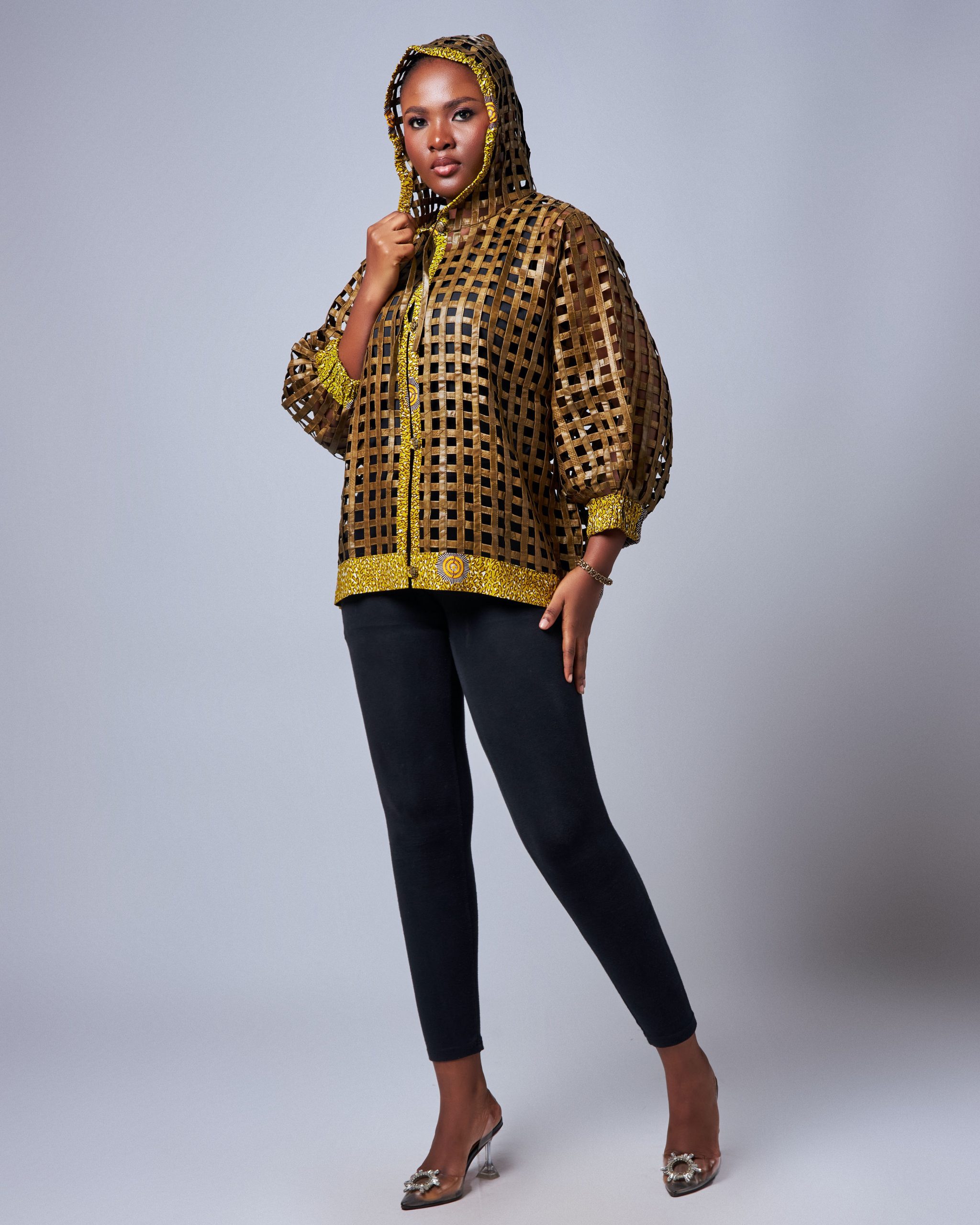 African Clothing for Women. Ankara Women's Mesh Mini Jacket. Retail and Wholesale, Made in Africa