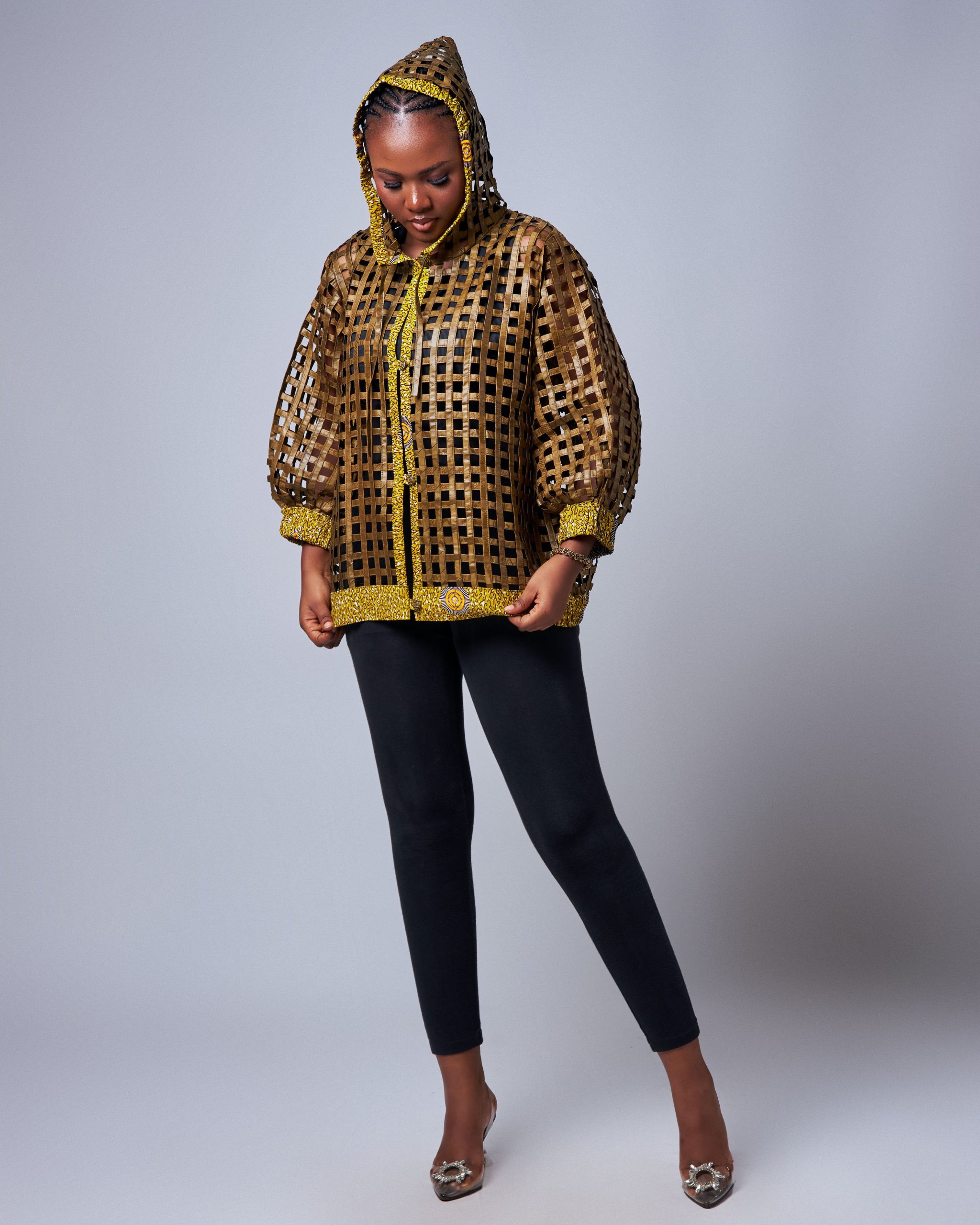 African Clothing for Women. Ankara Women's Mesh Mini Jacket. Retail and Wholesale, Made in Africa