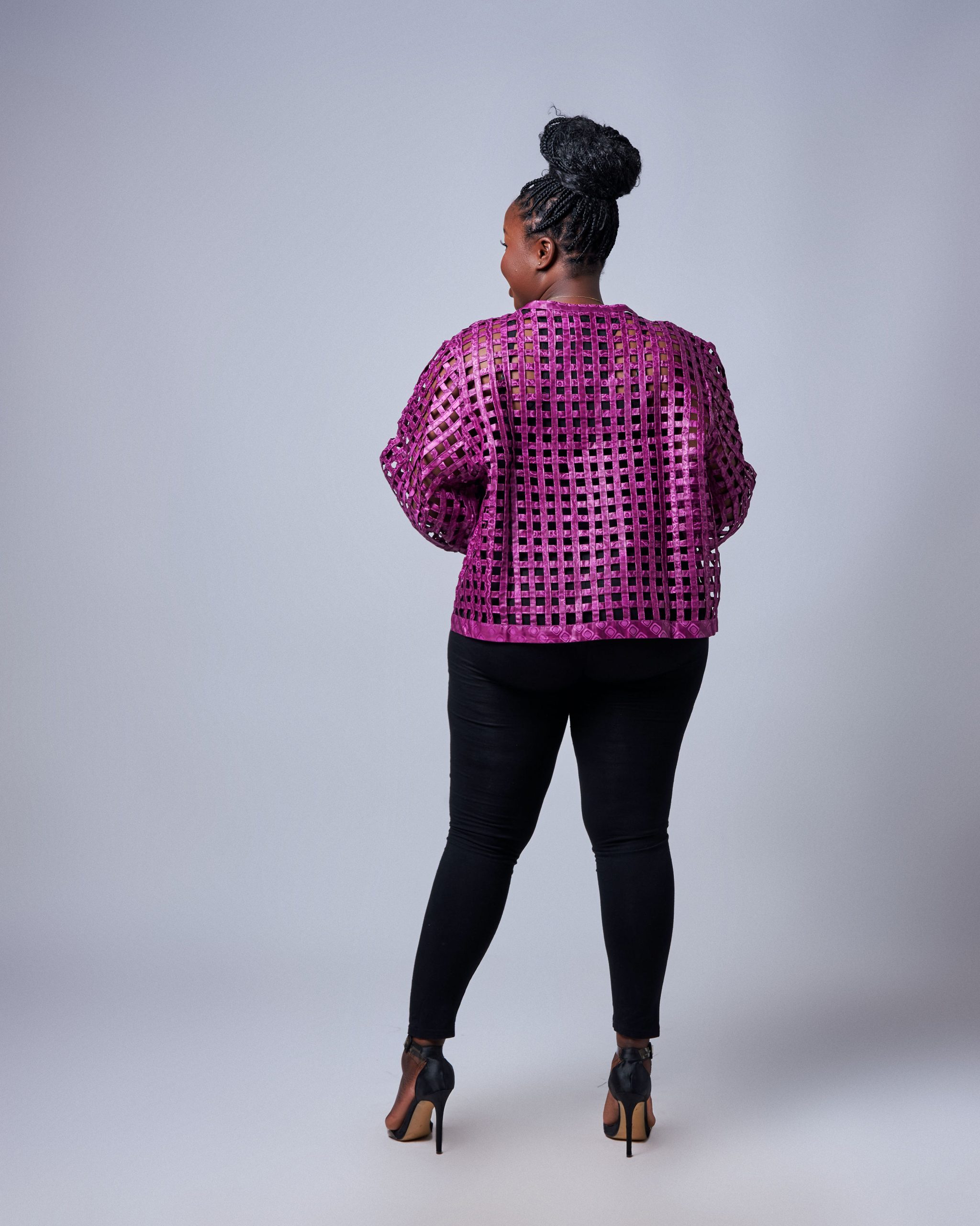 African Clothing for Women. Ankara Women's Mesh Mini Jacket. Retail and Wholesale, Made in Africa