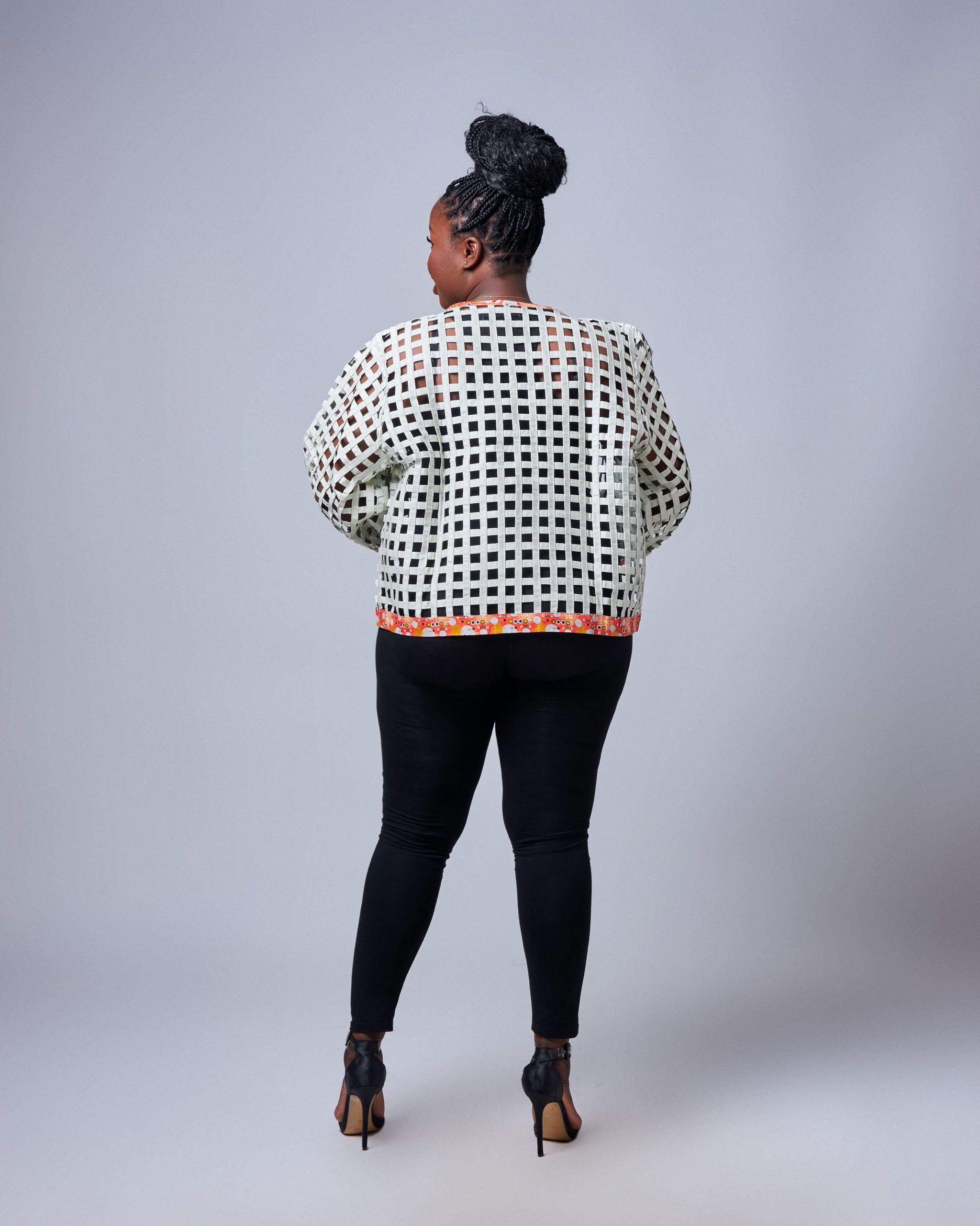 African Clothing for Women. Ankara Women's Mesh Mini Jacket. Retail and Wholesale, Made in Africa