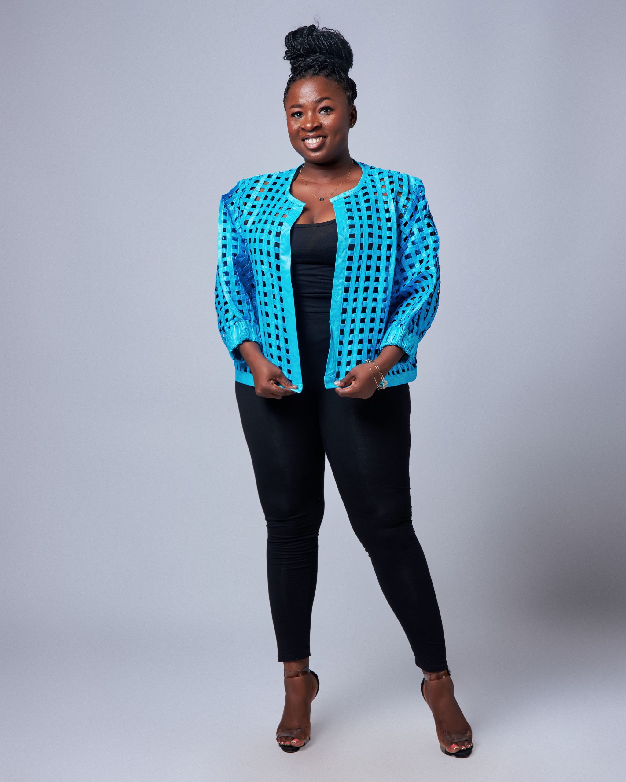 African Clothing for Women. Ankara Women's Mesh Mini Jacket. Retail and Wholesale, Made in Africa