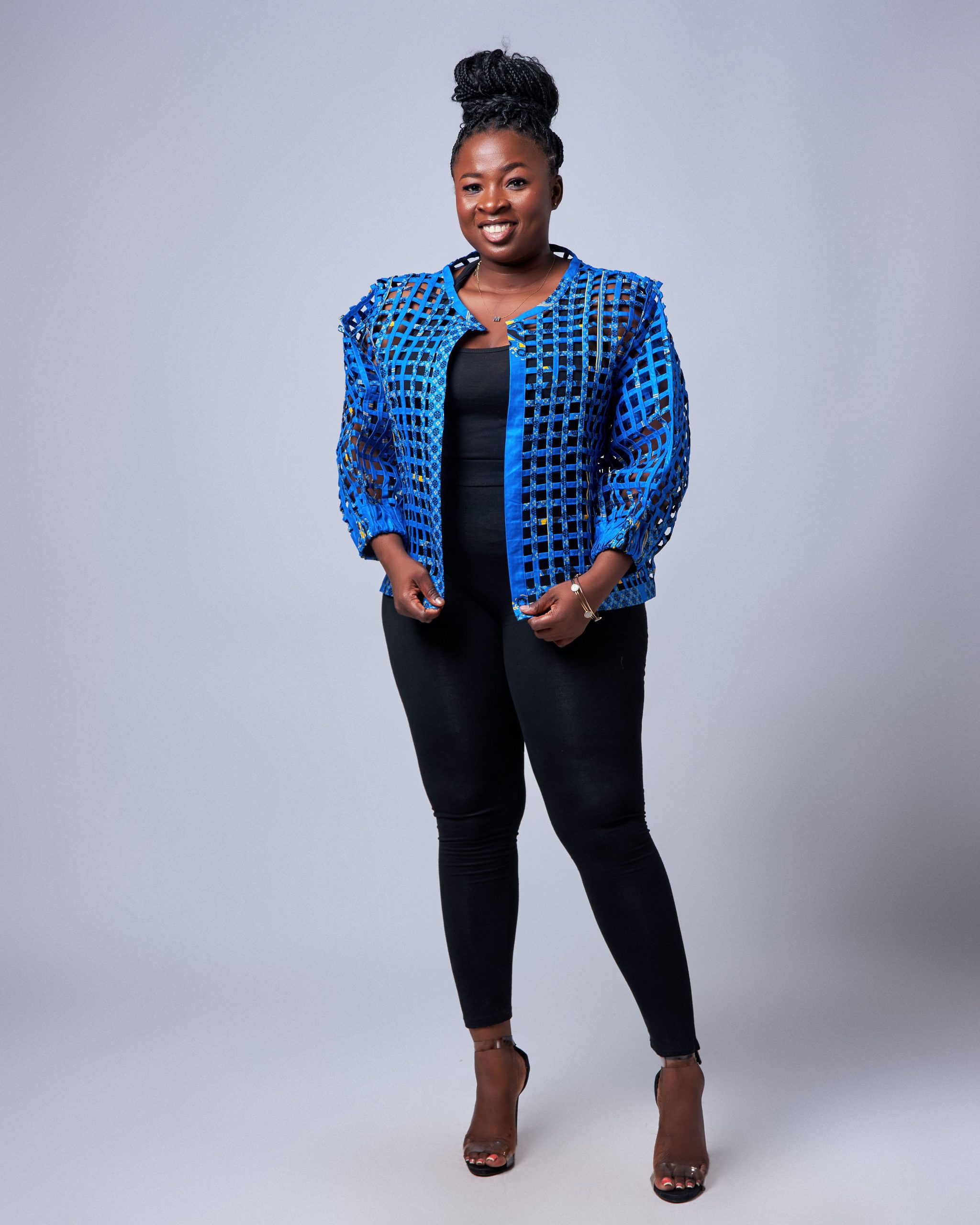 African Clothing for Women. Ankara Women's Mesh Mini Jacket. Retail and Wholesale, Made in Africa