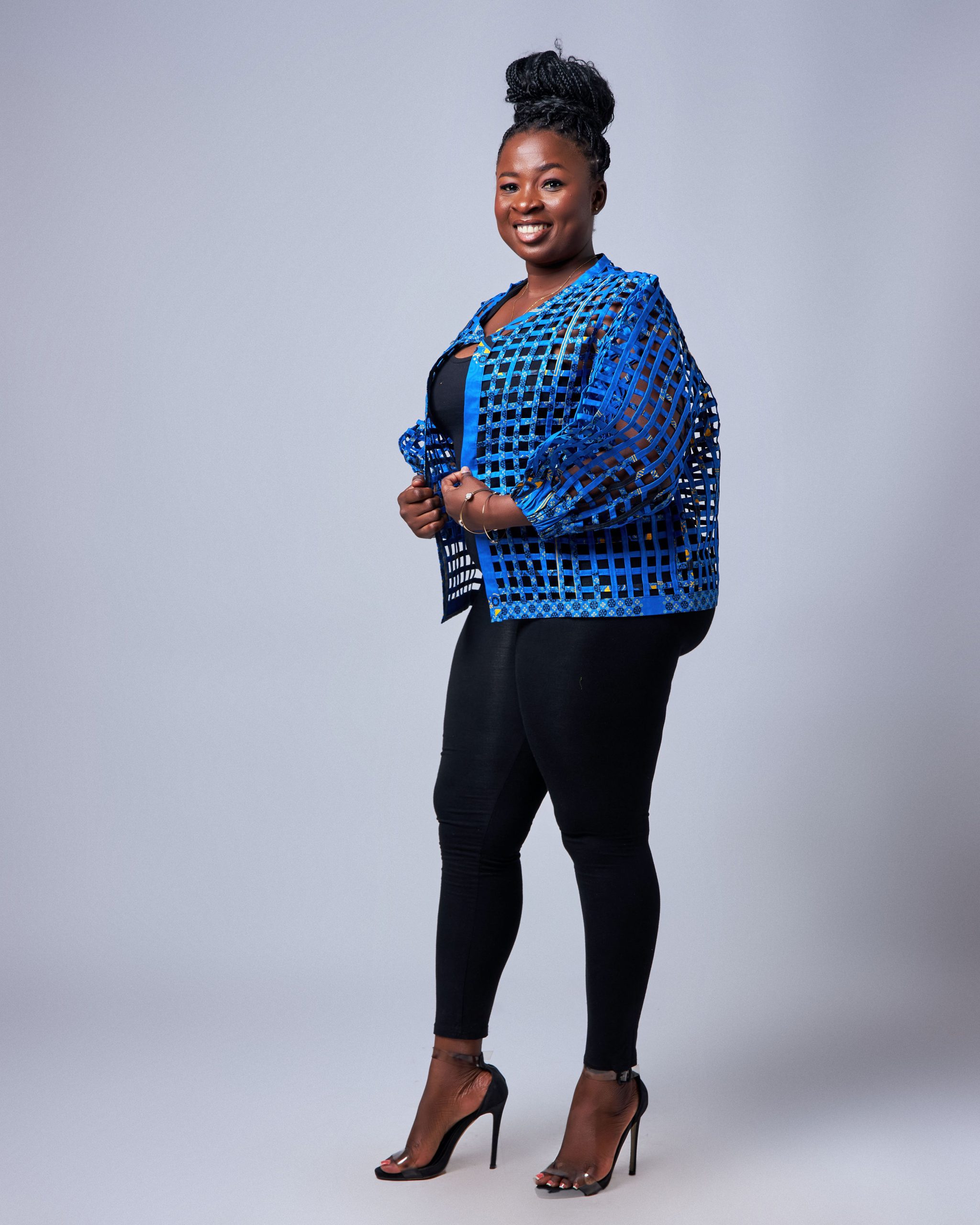 African Clothing for Women. Ankara Women's Mesh Mini Jacket. Retail and Wholesale, Made in Africa