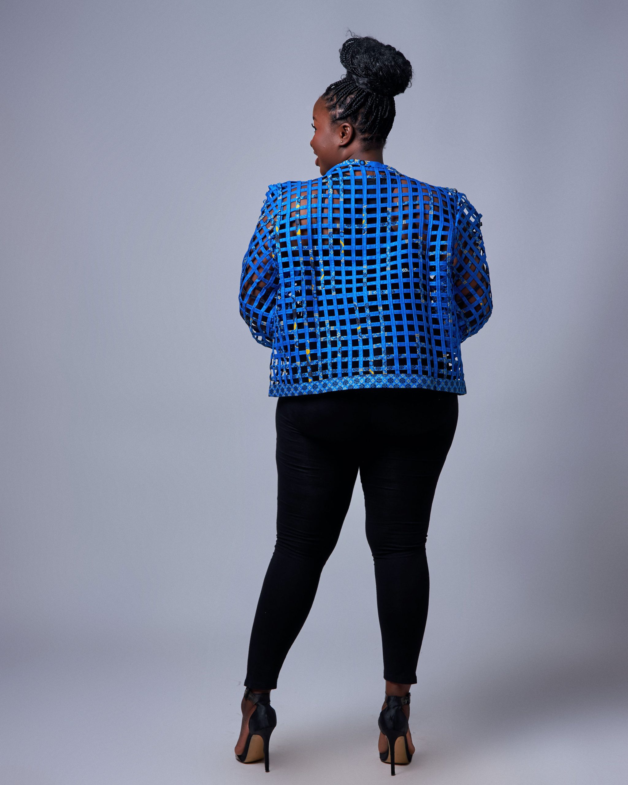 African Clothing for Women. Ankara Women's Mesh Mini Jacket. Retail and Wholesale, Made in Africa